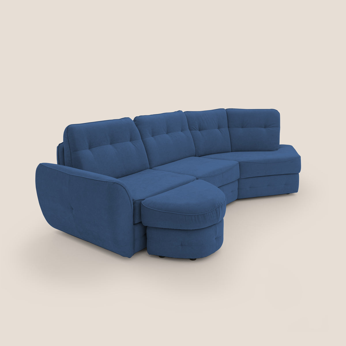Zeus divano letto angolare con materasso H18 cm pouf mobile in tessuto impermeabile T02 - divitt.sbs
