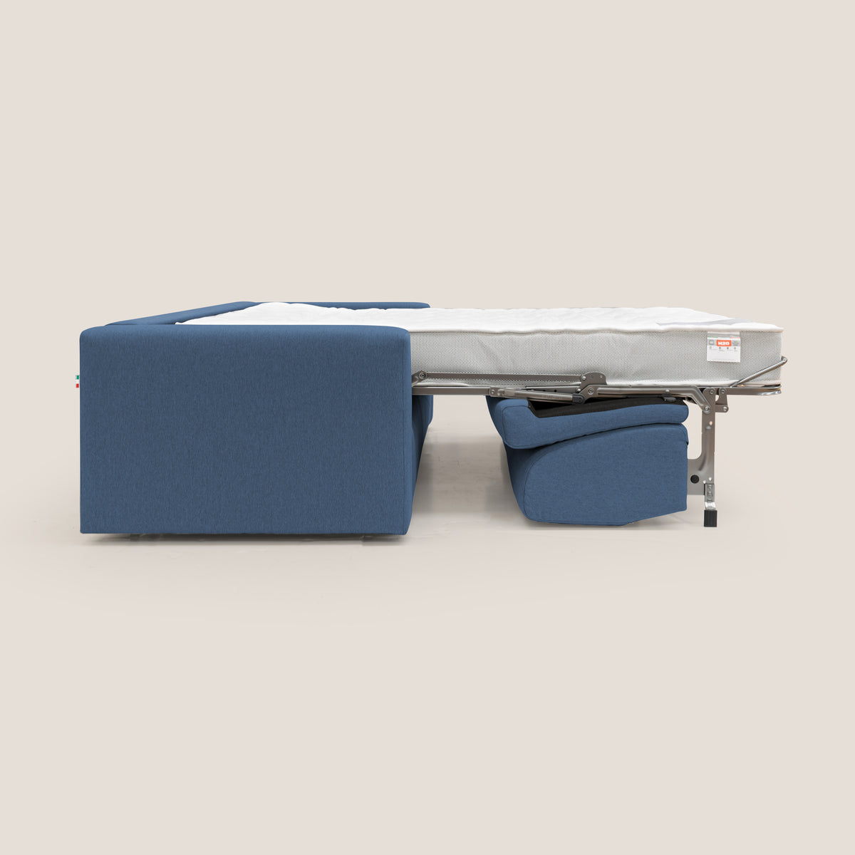 Kansas Divano letto matrimoniale alto 20 cm in tessuto impermeabile misto cotone T13 blu - divitt.sbs