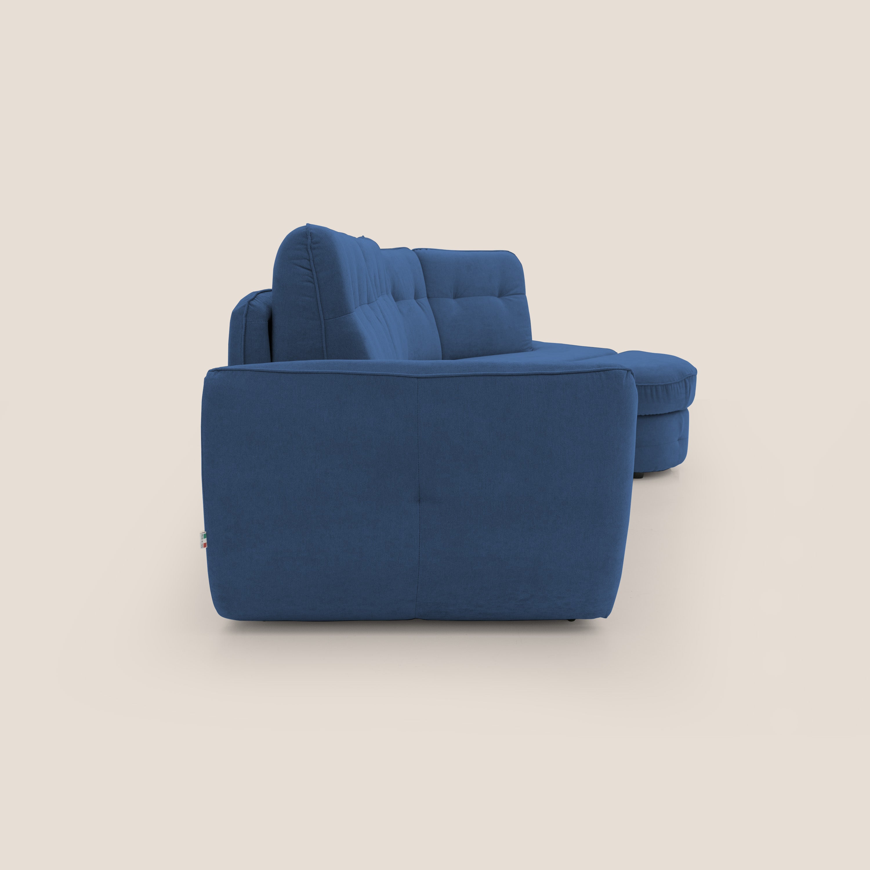 Zeus divano letto angolare con materasso H18 cm pouf mobile in tessuto impermeabile T02 - divitt.sbs
