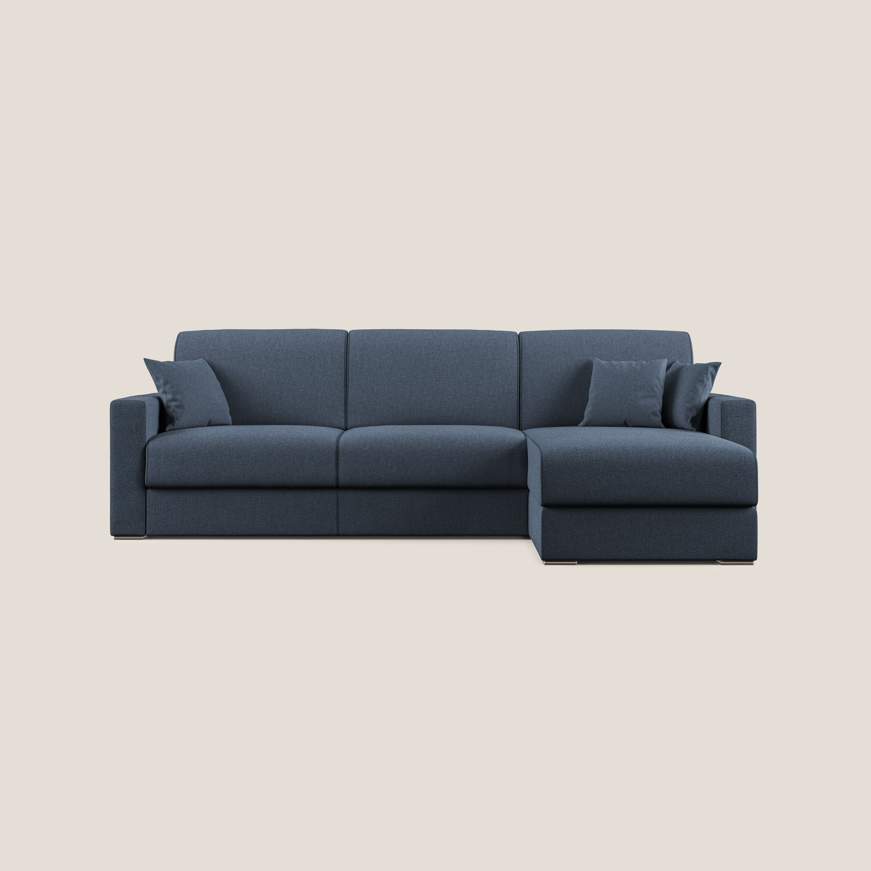 Best Divano letto angolare con penisola in tessuto smacchiabile QuickClean T08 blu - divitt.sbs