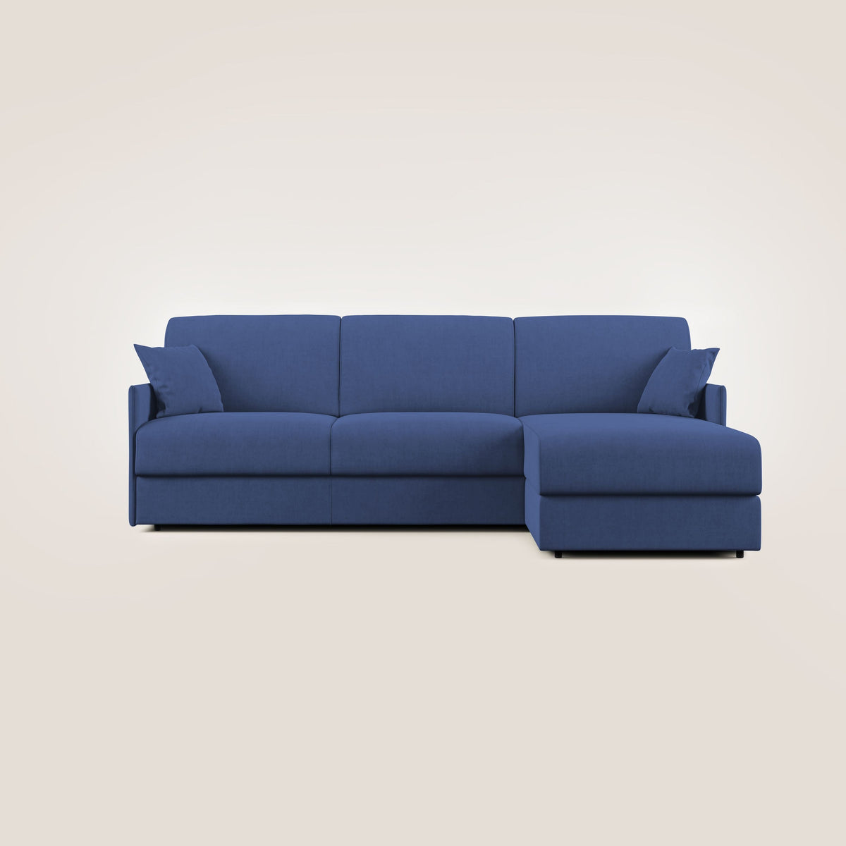 Evans Divano letto angolare con penisola in morbido tessuto impermeabile T02 blu - divitt.sbs