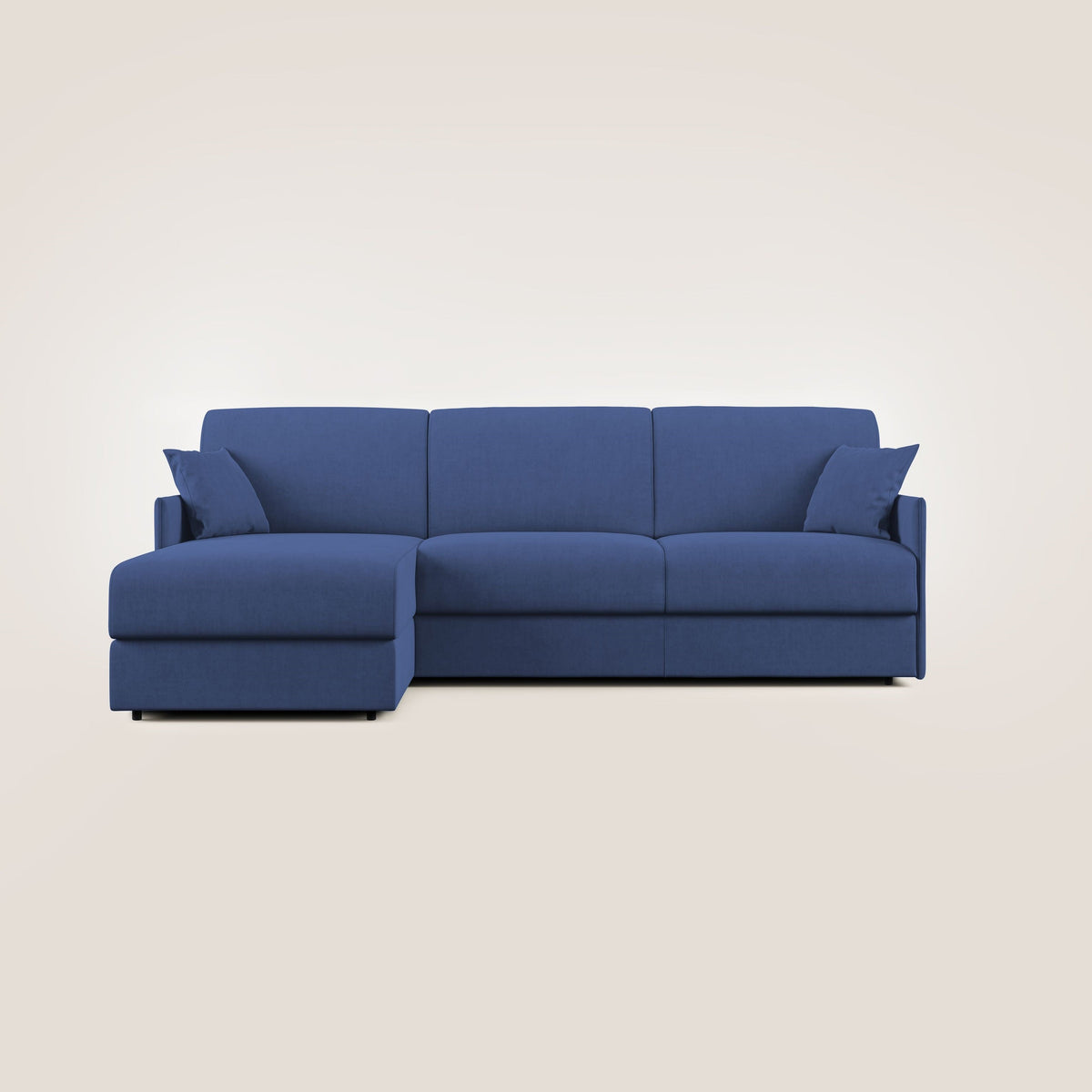 Evans Divano letto angolare con penisola in morbido tessuto impermeabile T02 blu - divitt.sbs