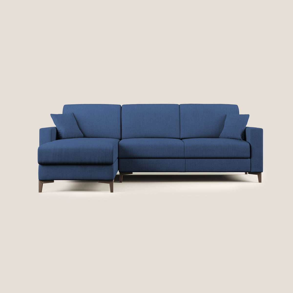 Kafka divano letto angolare in morbido tessuto impermeabile T02 blu - divitt.sbs