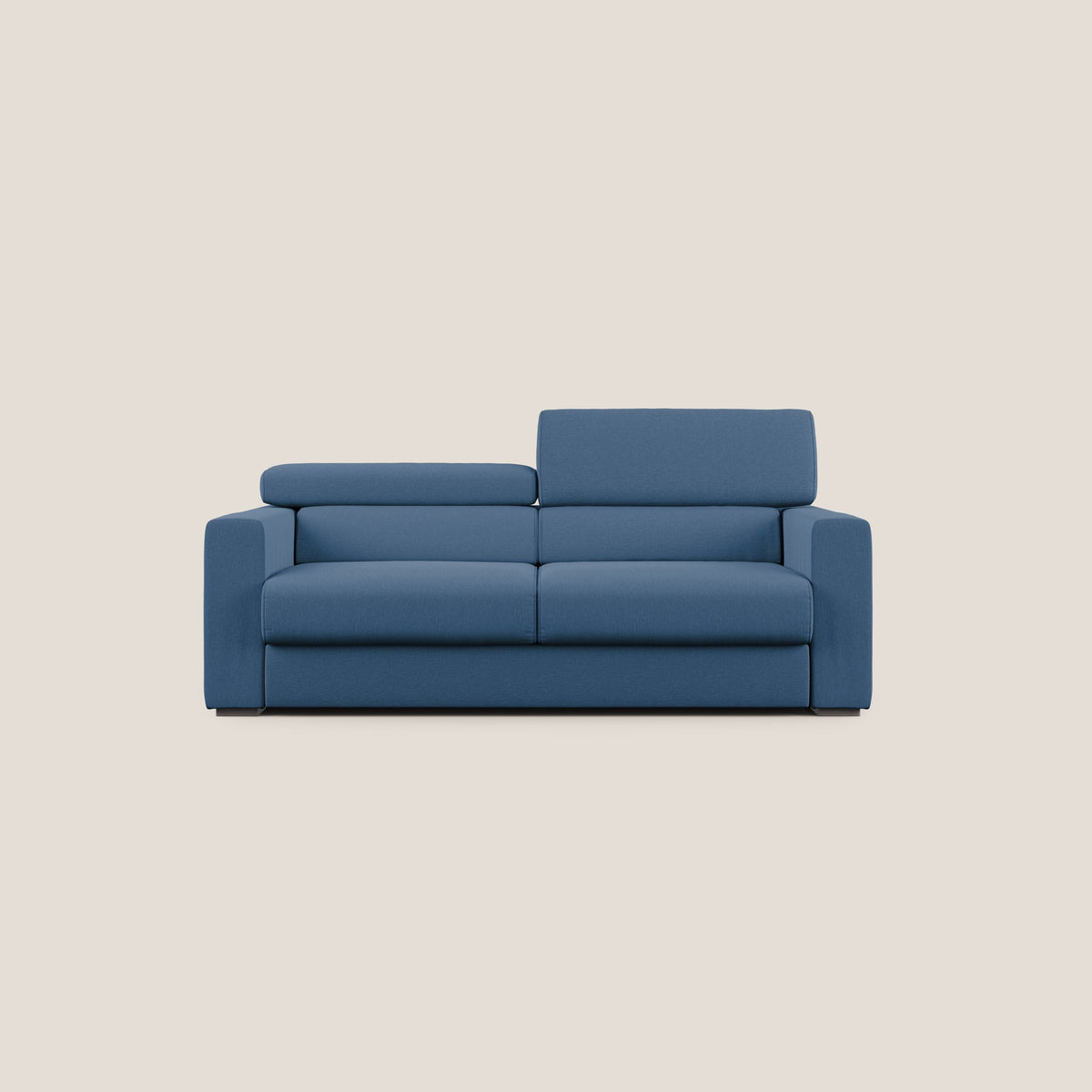 Dylan divano allungabile con pouf estraibile poggiapiedi in tessuto simil cotone impermeabile T13 blu - divitt.sbs