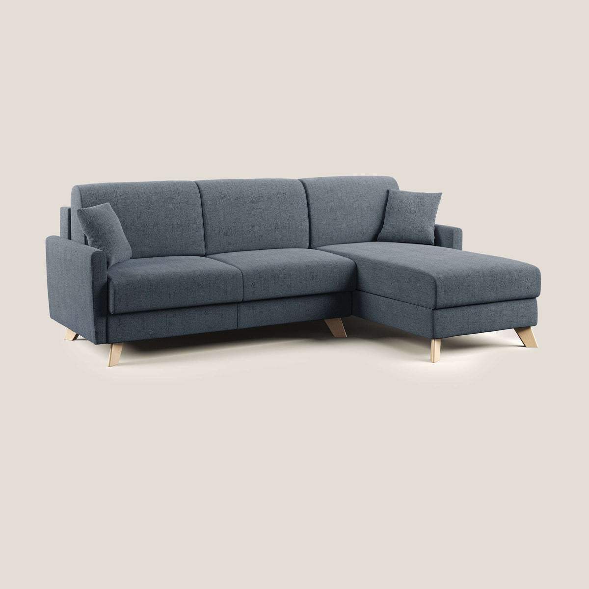 Edgar divano letto angolare in tessuto felis impermeabile T03 blu - divitt.sbs