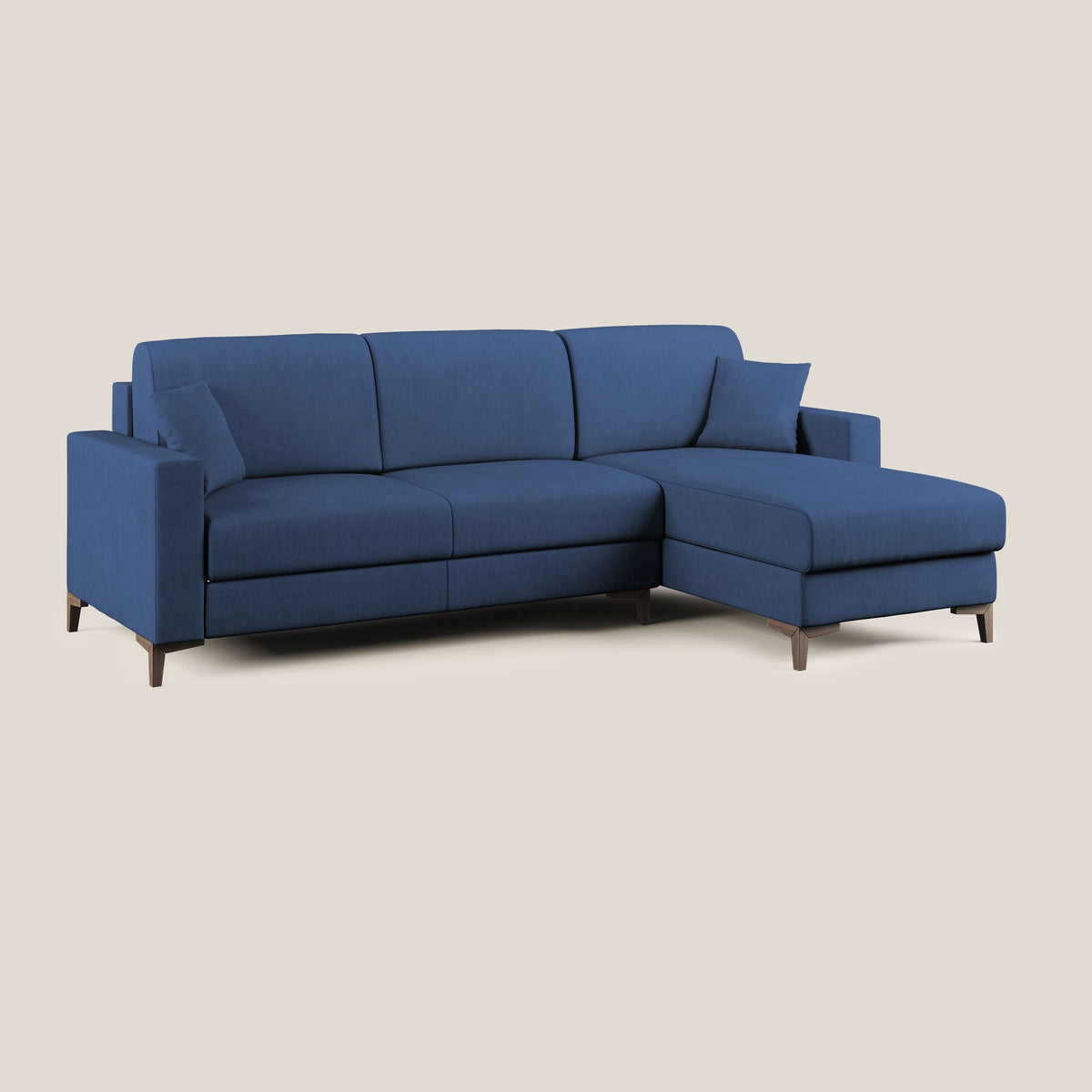 Kafka divano letto angolare in morbido tessuto impermeabile T02 blu - divitt.sbs