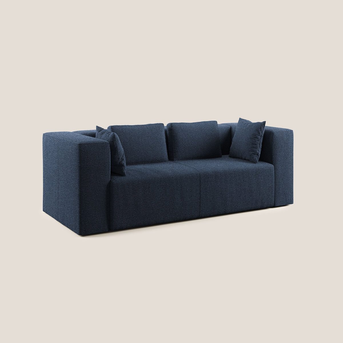 Nettuno divano moderno componibile in morbido tessuto bouclè T07 blu - divitt.sbs