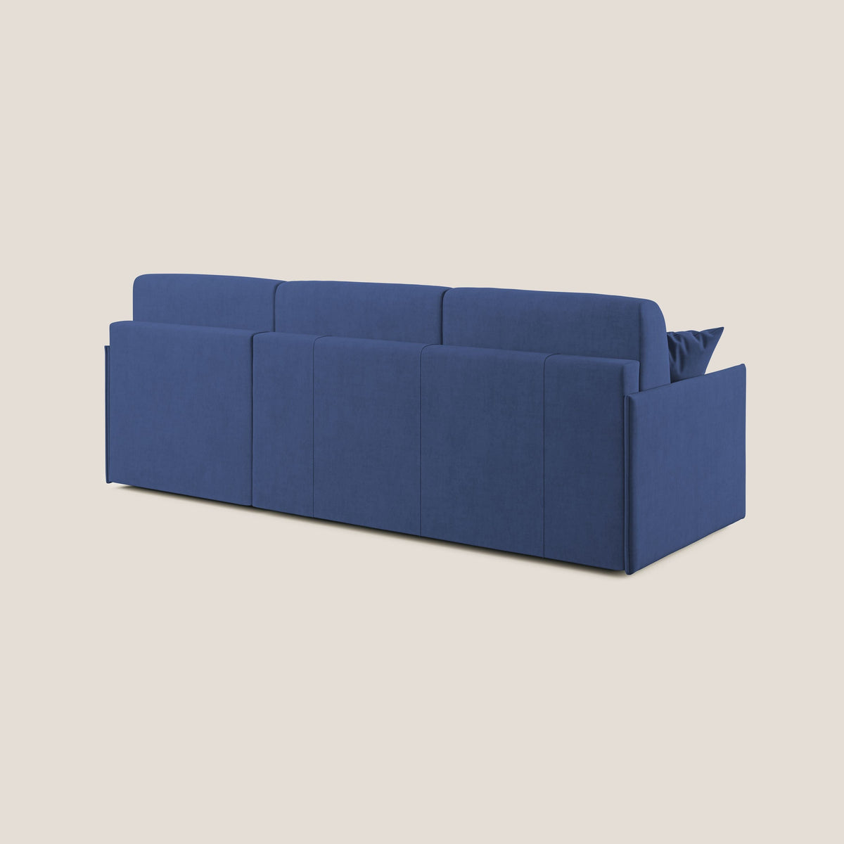 Evans Divano letto angolare con penisola in morbido tessuto impermeabile T02 blu - divitt.sbs