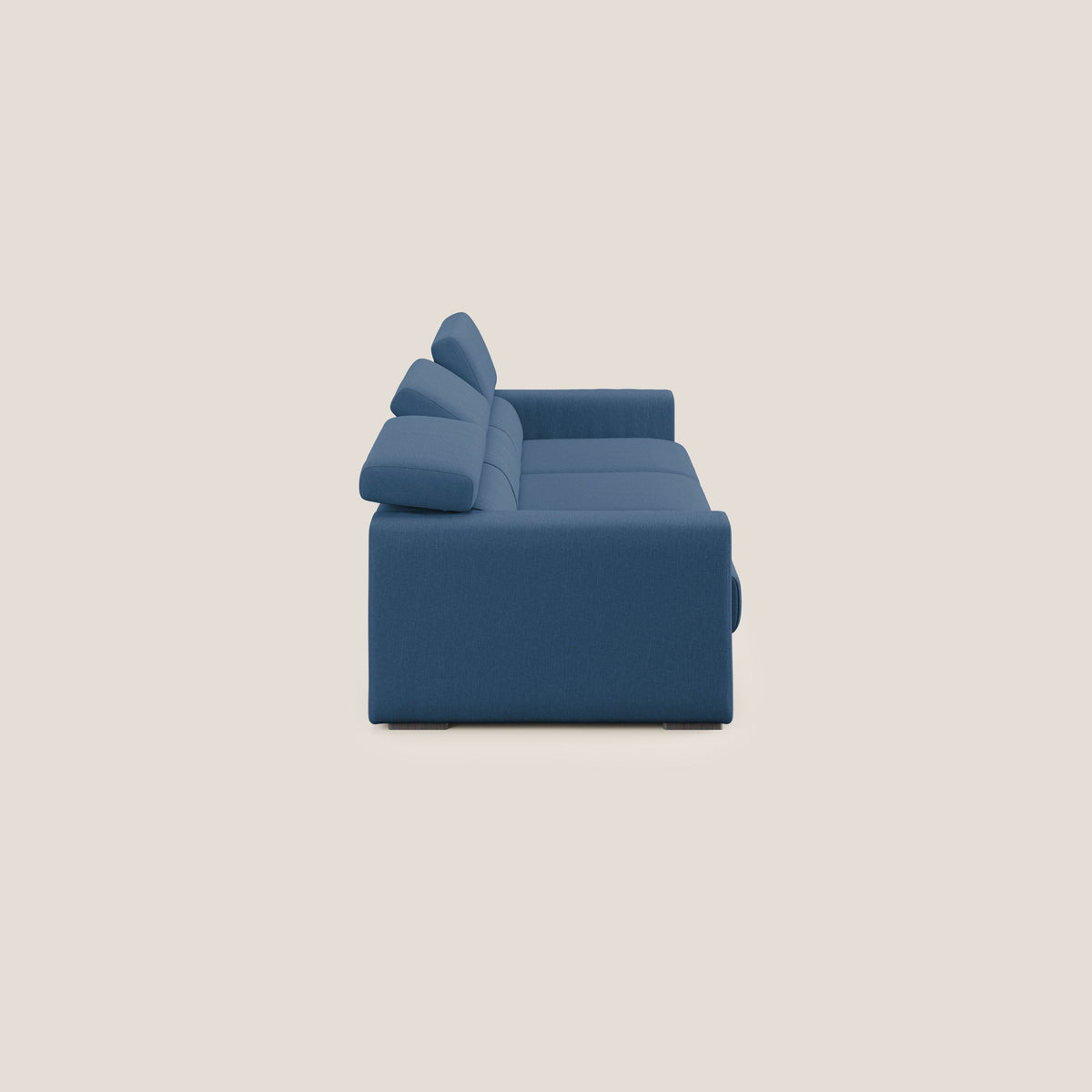 Dylan divano a 3 sedute con pouf estraibile poggiapiedi in tessuto simil cotone impermeabile T13 blu - divitt.sbs