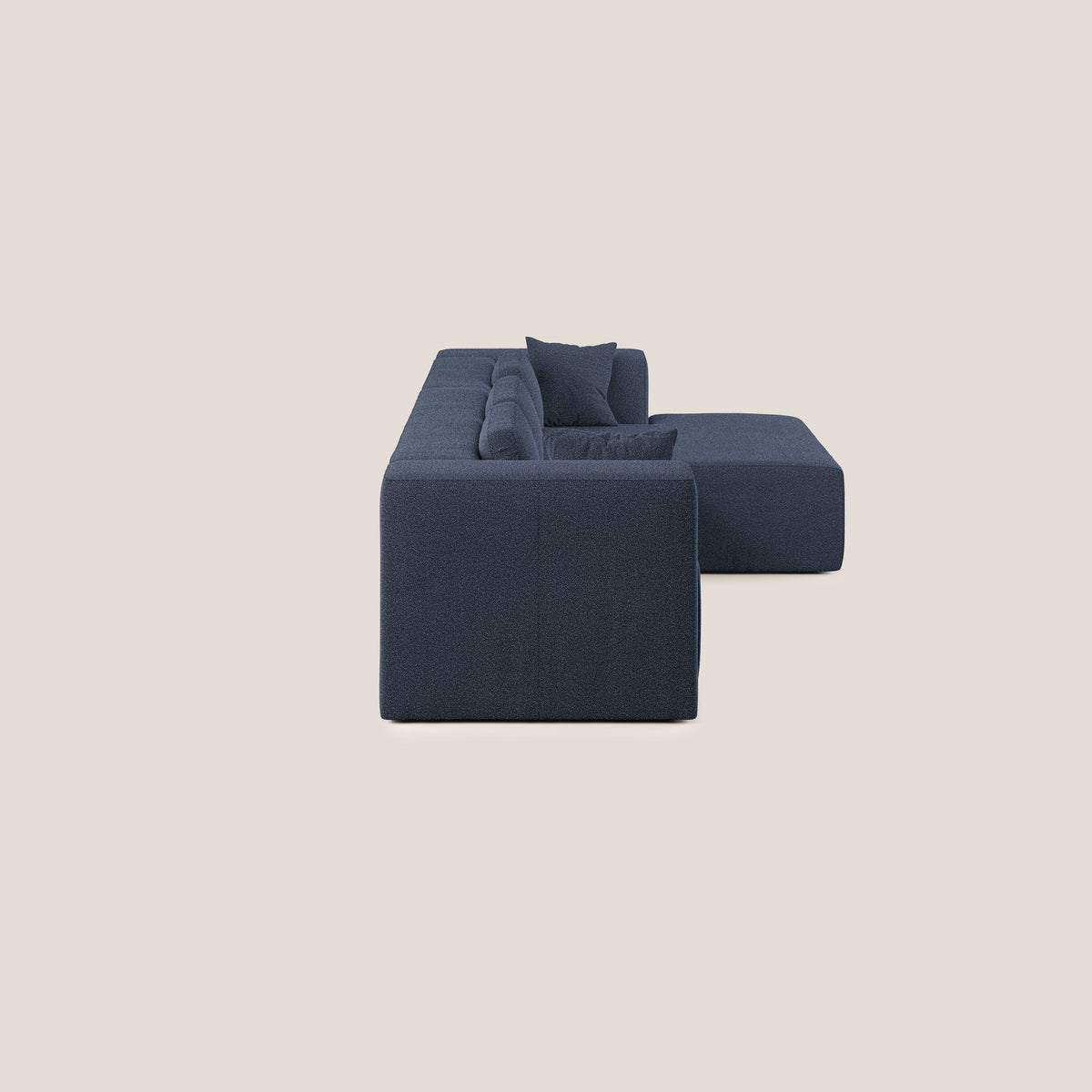 Nettuno divano angolare componibile in morbido tessuto bouclè T07 blu - divitt.sbs