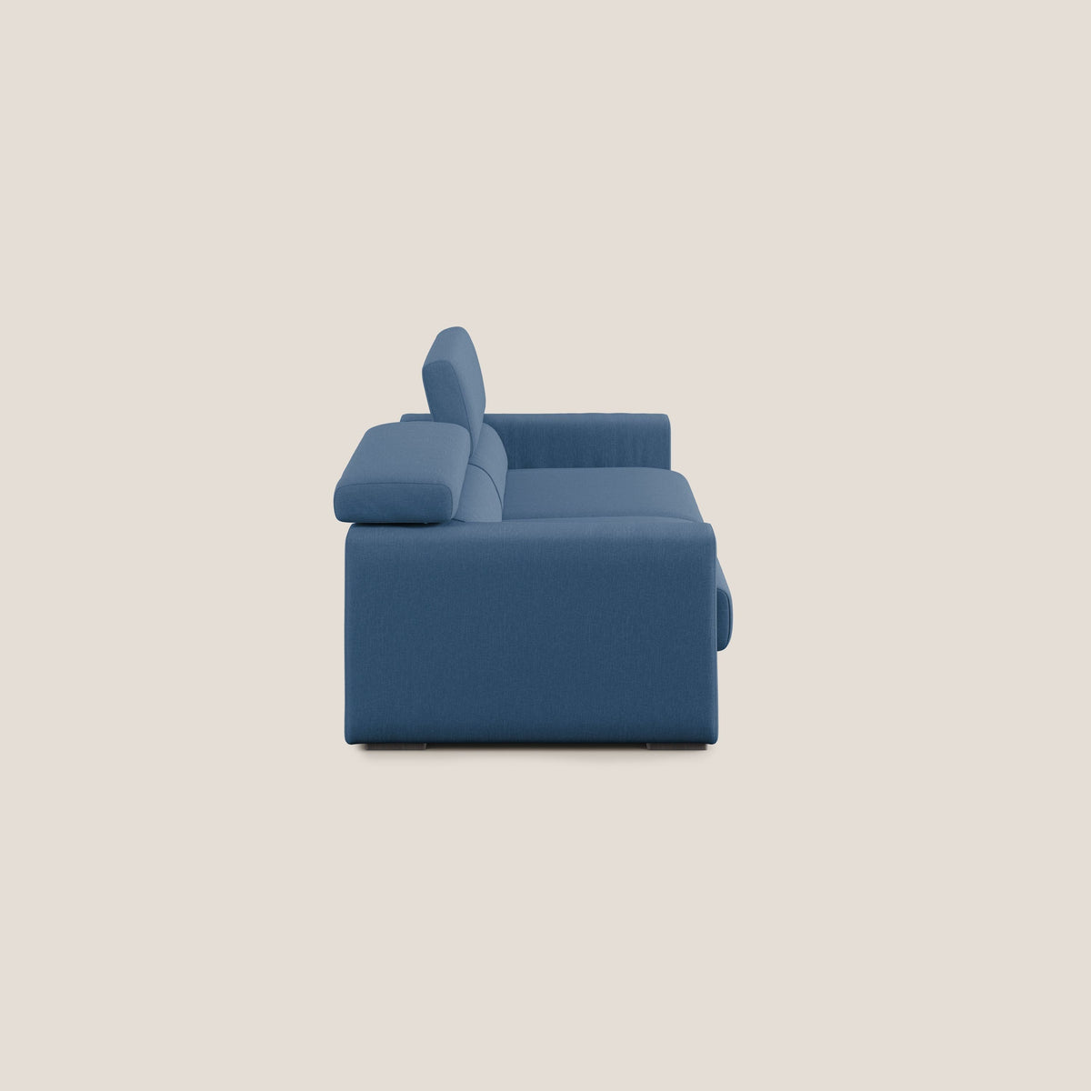 Dylan divano allungabile con pouf estraibile poggiapiedi in tessuto simil cotone impermeabile T13 blu - divitt.sbs
