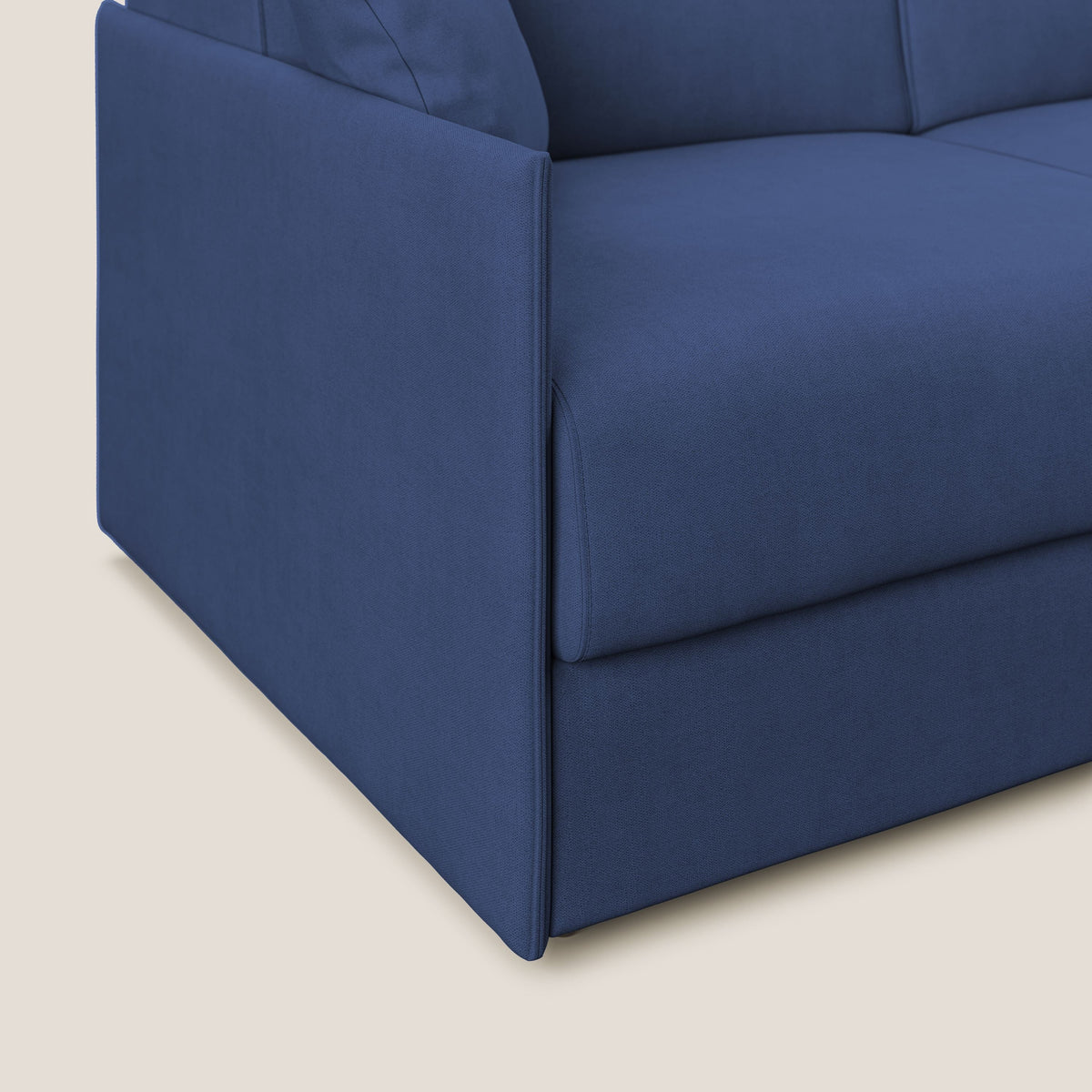 Evans Divano letto angolare con penisola in morbido tessuto impermeabile T02 blu - divitt.sbs
