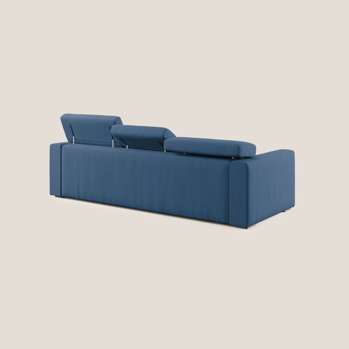 Dylan divano angolare con pouf estraibile poggiapiedi in tessuto simil cotone impermeabile T13 blu - divitt.sbs