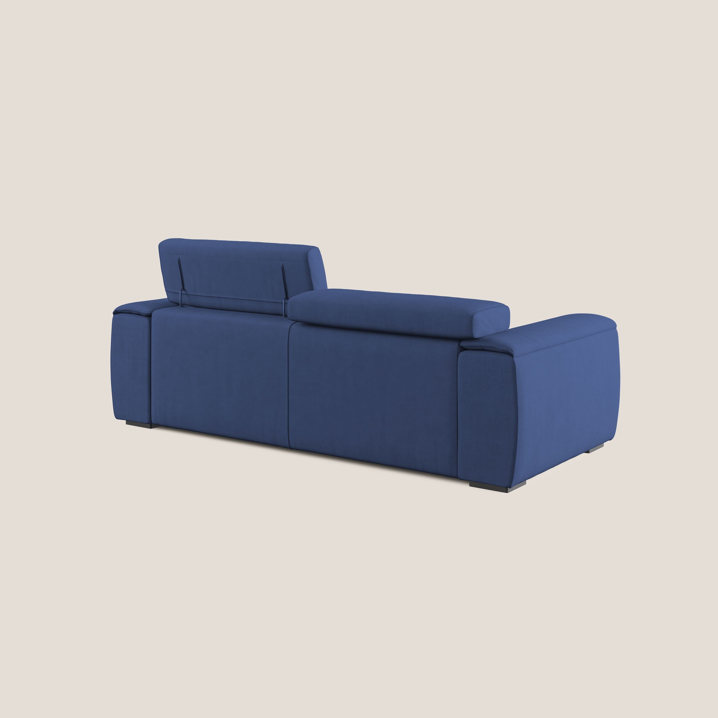 Zeno Divano con pouf estraibile poggiapiedi in tessuto morbido impermeabile T02 blu - divitt.sbs