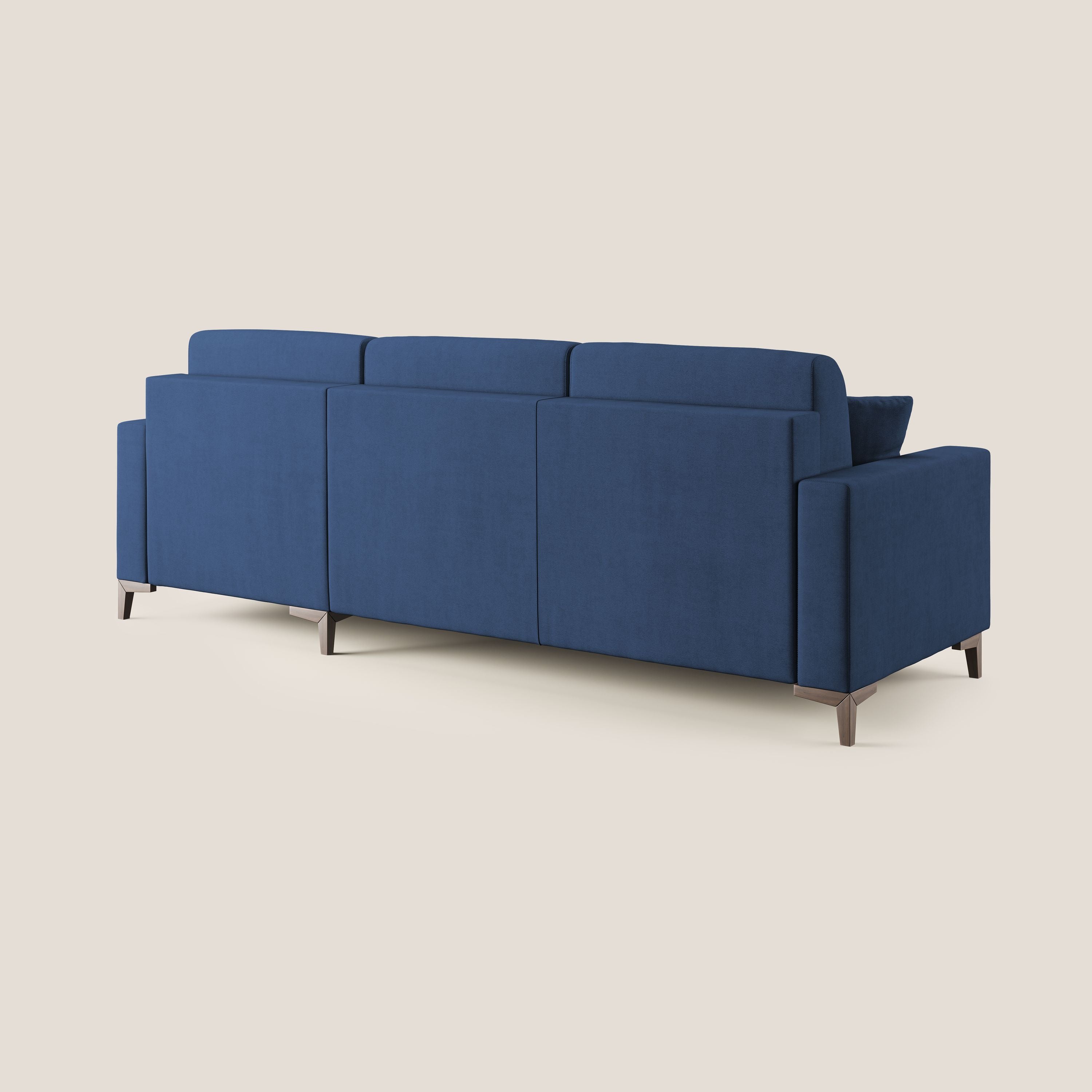 Kafka divano letto angolare in morbido tessuto impermeabile T02 blu - divitt.sbs