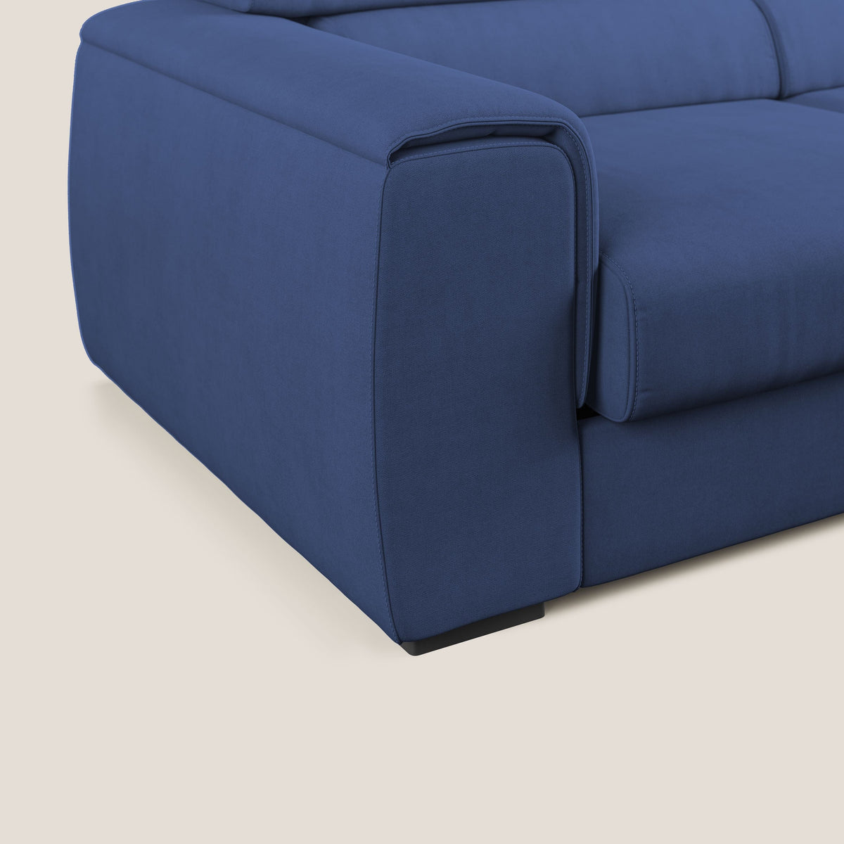 Zeno Divano con pouf estraibile poggiapiedi in tessuto morbido impermeabile T02 blu - divitt.sbs