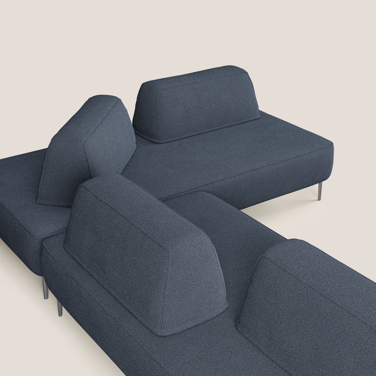 Newton divano angolare modulare con schienali movibili T07 blu - divitt.sbs