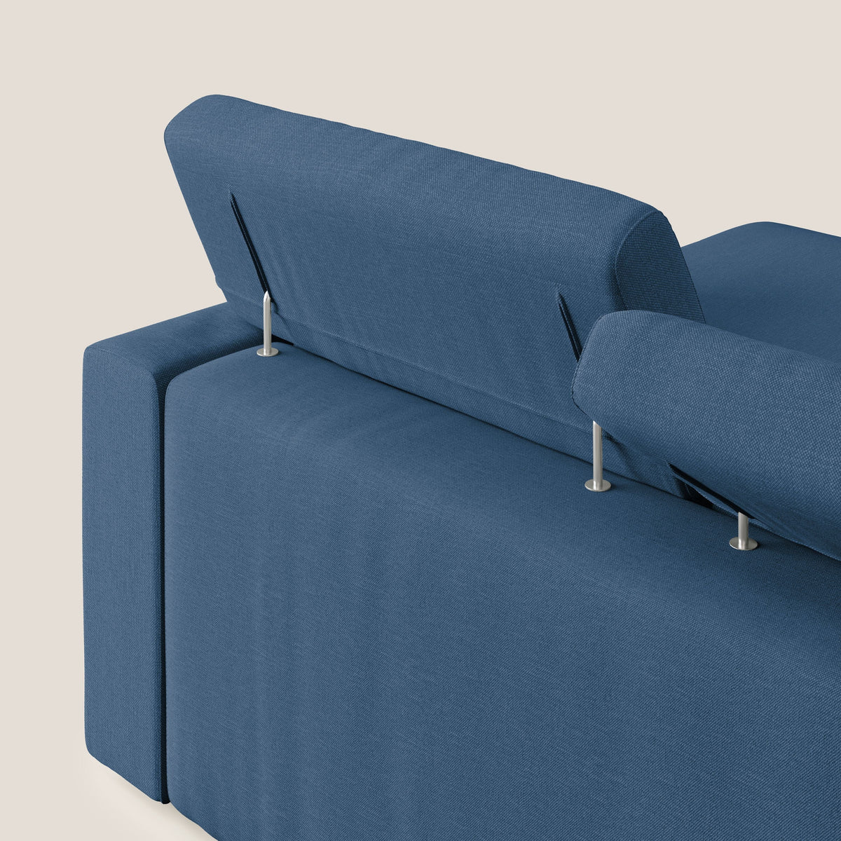 Dylan divano angolare con pouf estraibile poggiapiedi in tessuto simil cotone impermeabile T13 blu - divitt.sbs