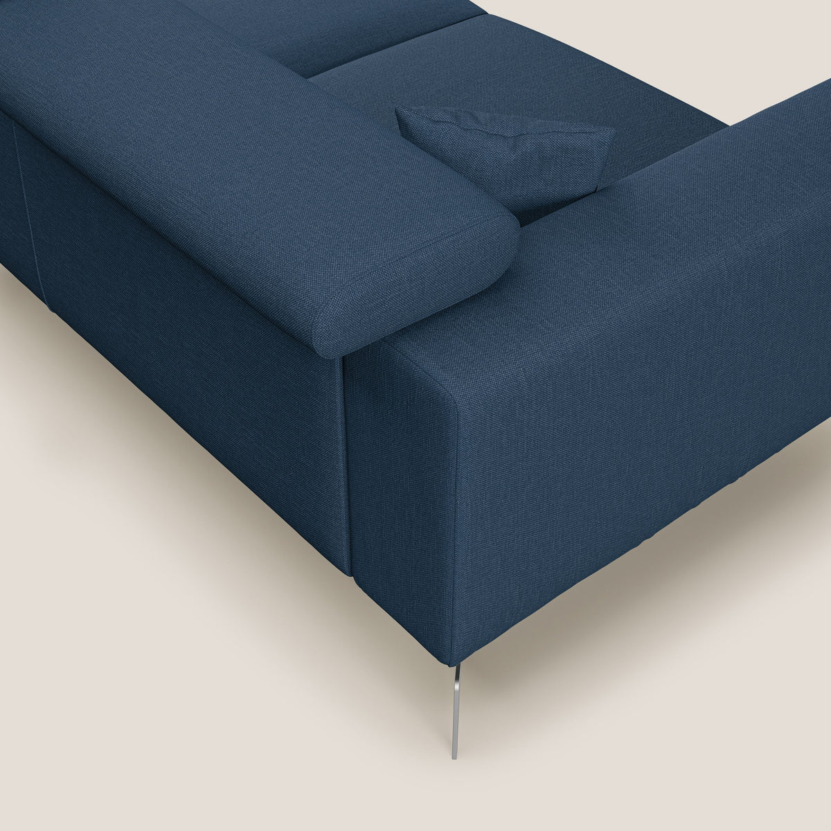 Blade Divano moderno angolare con poggiatesta reclinabili in tessuto impermeabile simil-cotone T13 blu - divitt.sbs