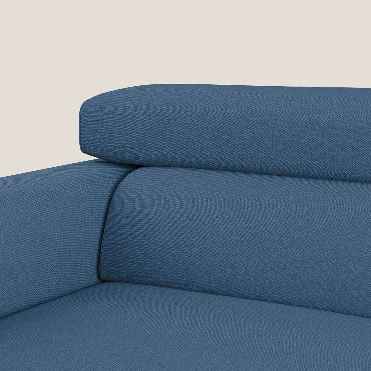 Dylan divano allungabile con pouf estraibile poggiapiedi in tessuto simil cotone impermeabile T13 blu - divitt.sbs