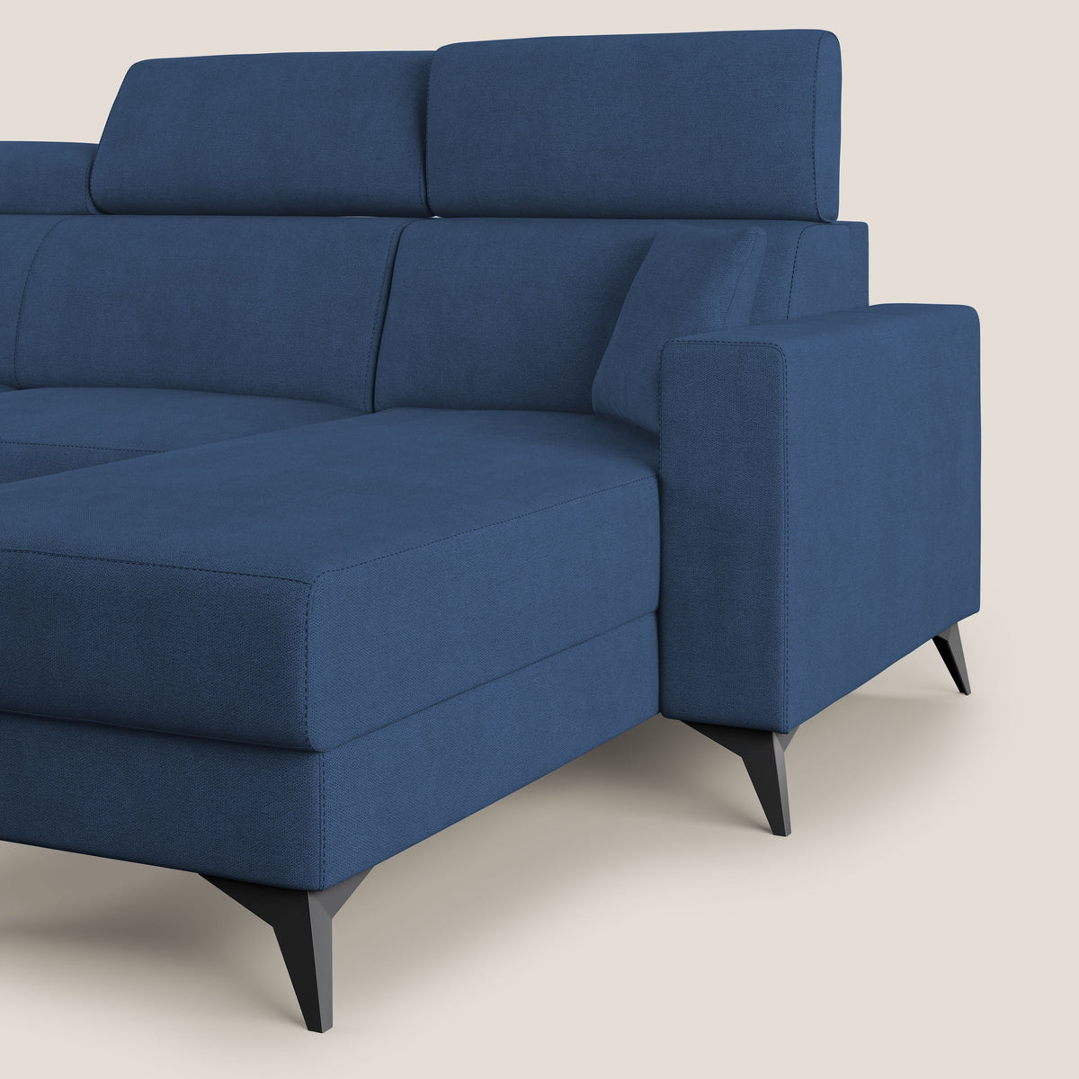 Pegaso divano letto angolare con poggiatesta reclinabili e rivestimento impermeabile T02 blu - divitt.sbs