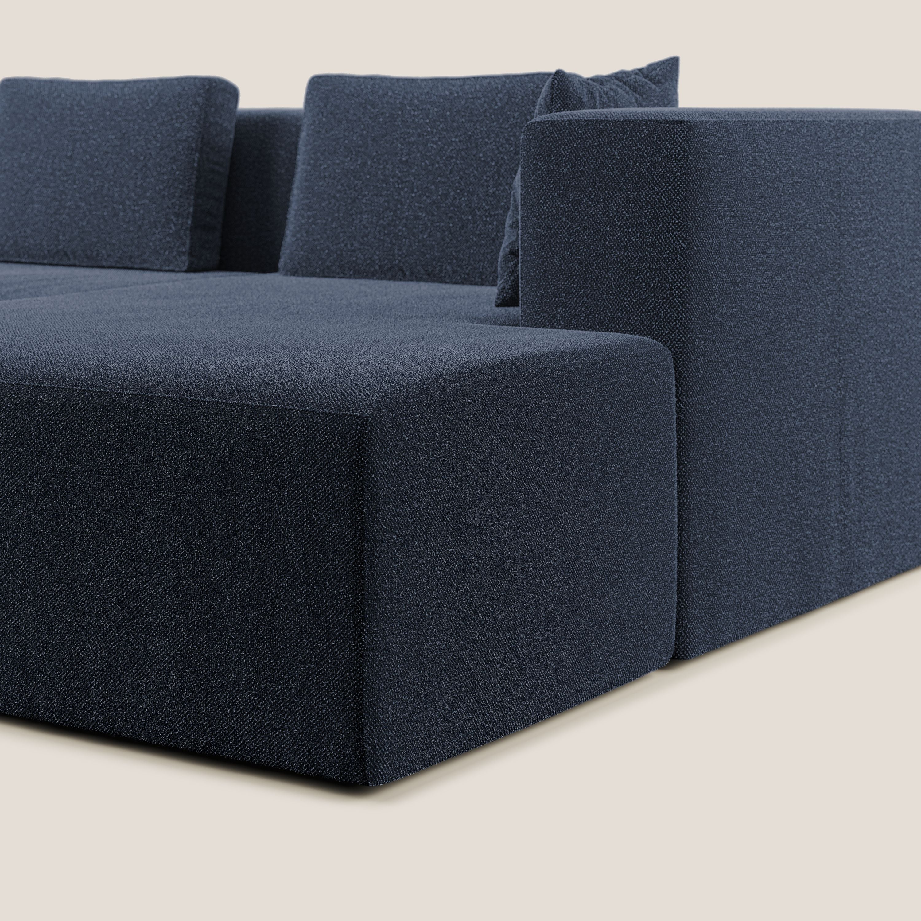 Nettuno divano angolare componibile in morbido tessuto bouclè T07 blu - divitt.sbs
