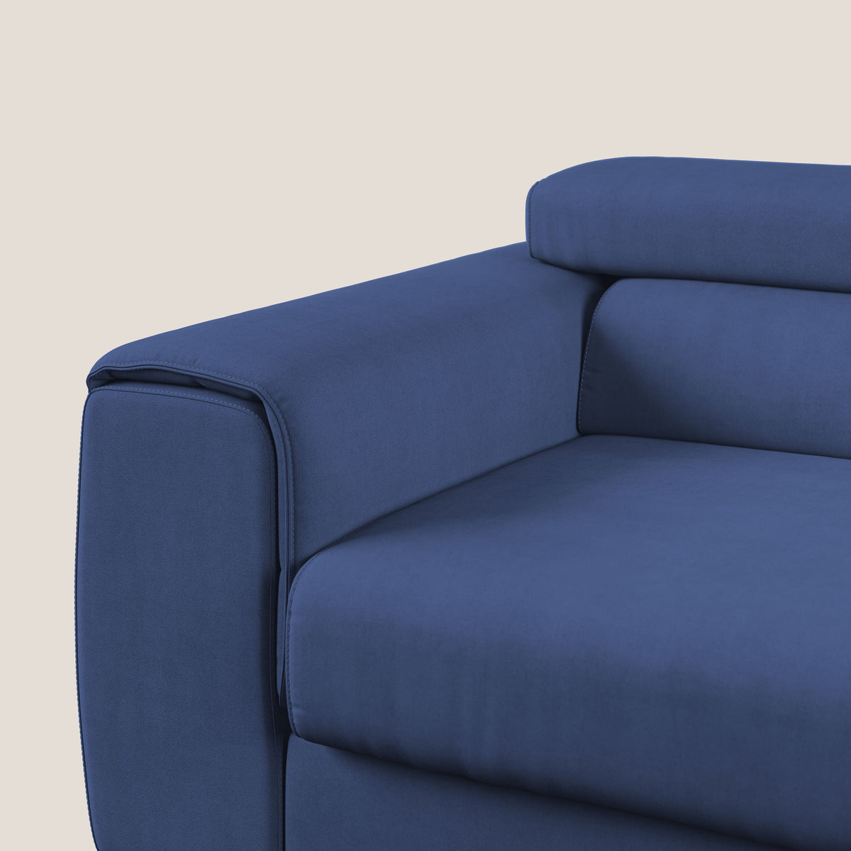 Zeno Divano con pouf estraibile poggiapiedi in tessuto morbido impermeabile T02 blu - divitt.sbs