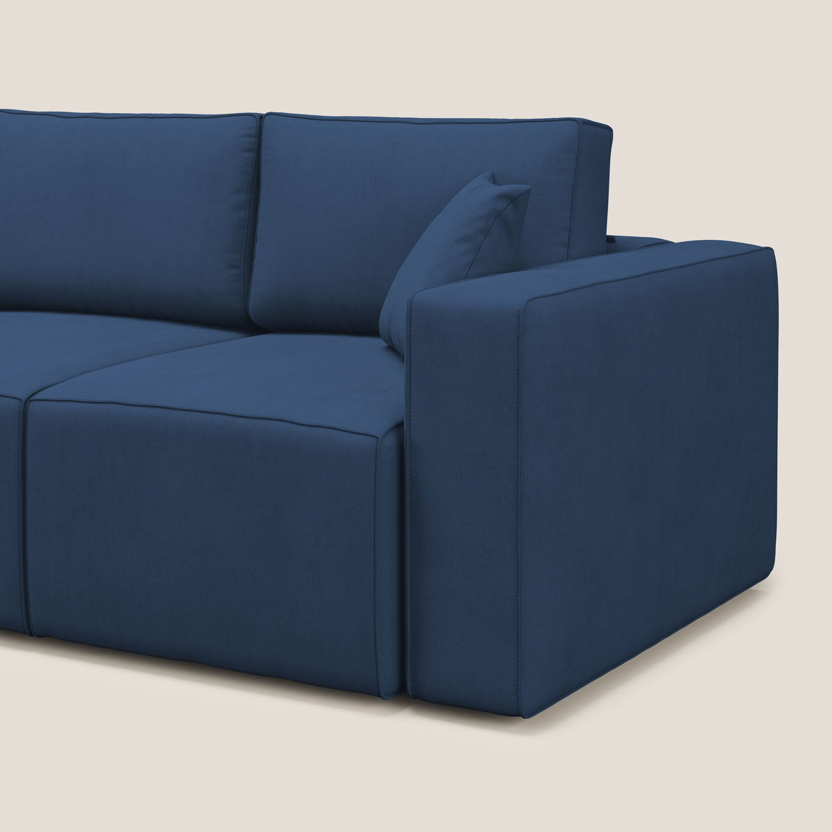 Morfeo divano con 3 sedute estraibili in morbido tessuto impermeabile T02 blu - divitt.sbs