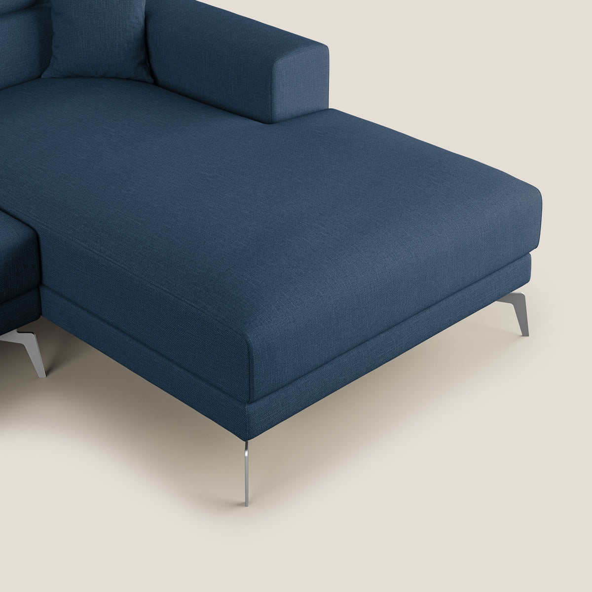 Blade Divano moderno angolare con poggiatesta reclinabili in tessuto impermeabile simil-cotone T13 blu - divitt.sbs