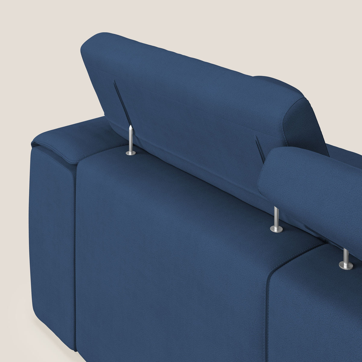 Zeno Divano con pouf estraibile poggiapiedi a 3 sedute in tessuto morbido impermeabile T02 blu - divitt.sbs