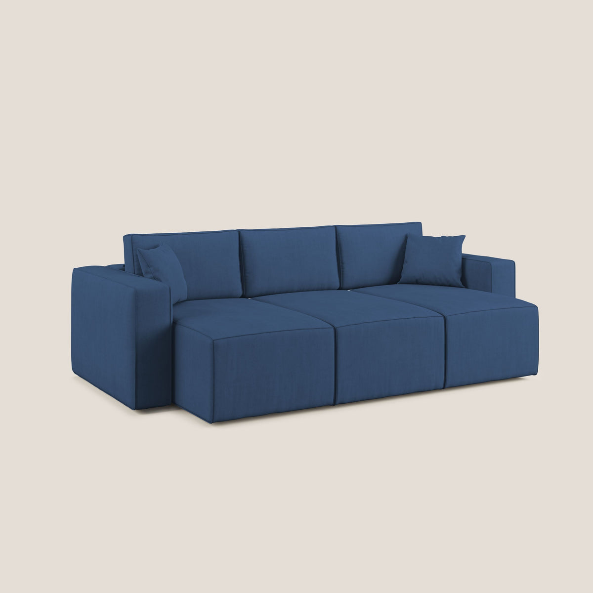Morfeo divano con 3 sedute estraibili in morbido tessuto impermeabile T02 blu - divitt.sbs