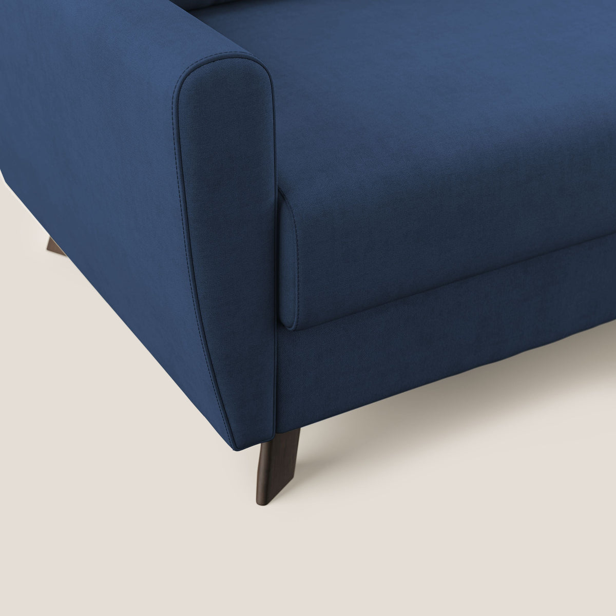 Callisto Divano letto angolare con penisola in tessuto morbido impermeabile T02 blu - divitt.sbs