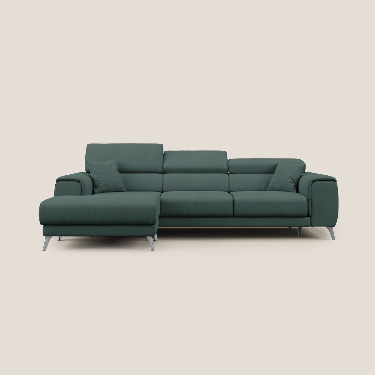 Fusion Divano angolare con sedute scorrevoli in tessuto morbido smacchiabile T05 verde - divitt.sbs
