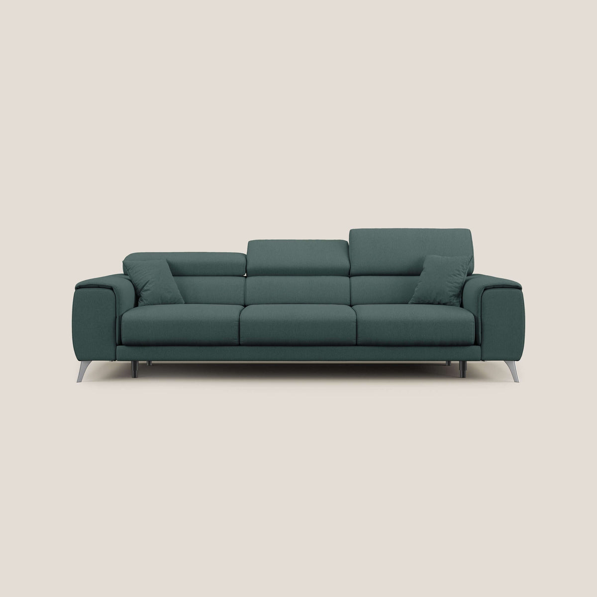 Fusion divano con 3 sedute allungabili in tessuto smacchiabile T05 verde - divitt.sbs