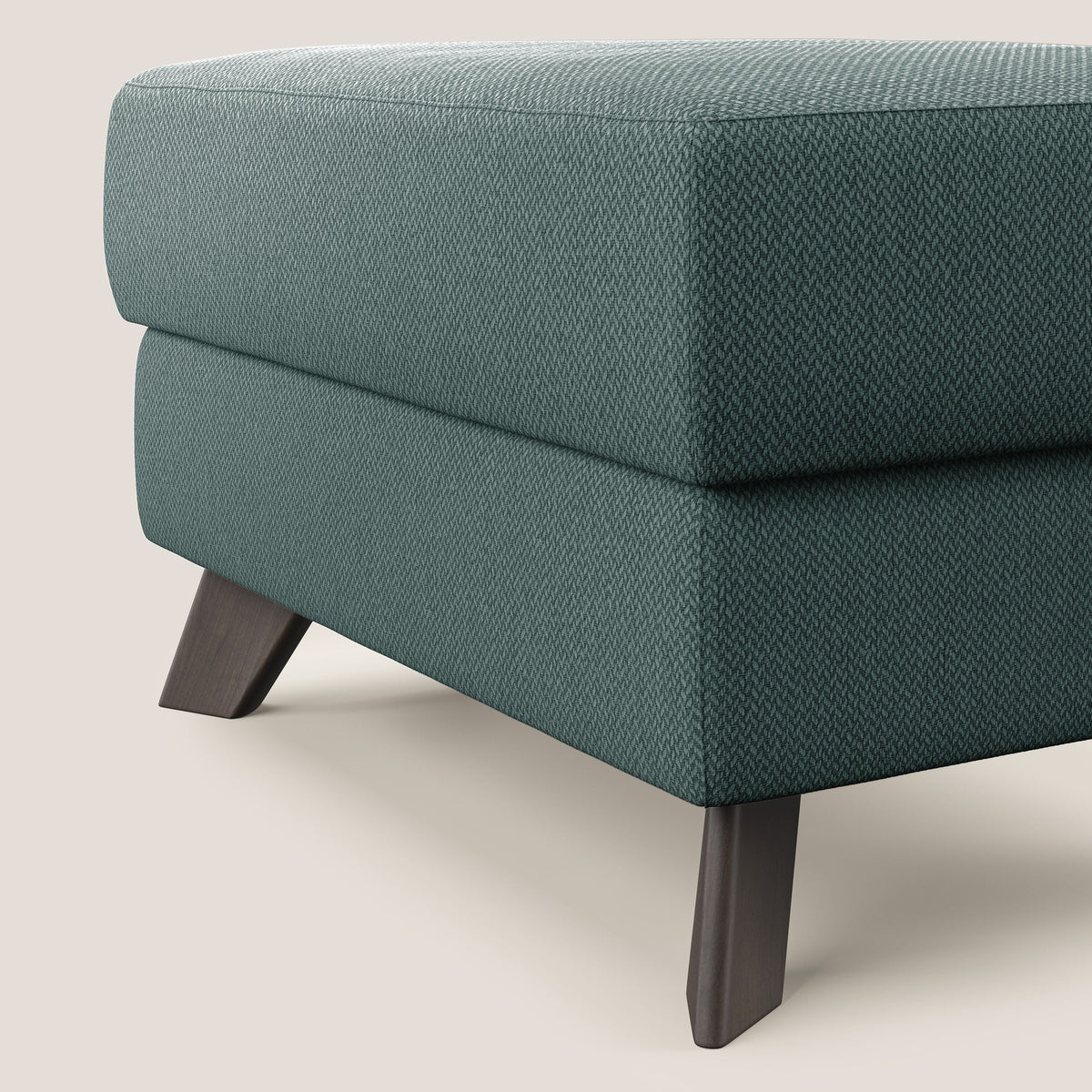 Moon Pouf contenitore e piedini alti in tessuto smacchiabile con acqua T05 verde - divitt.sbs