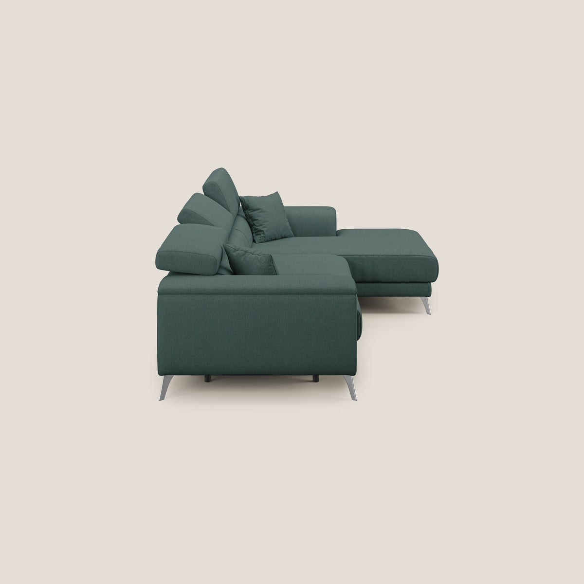 Fusion Divano angolare con sedute scorrevoli in tessuto morbido smacchiabile T05 verde - divitt.sbs