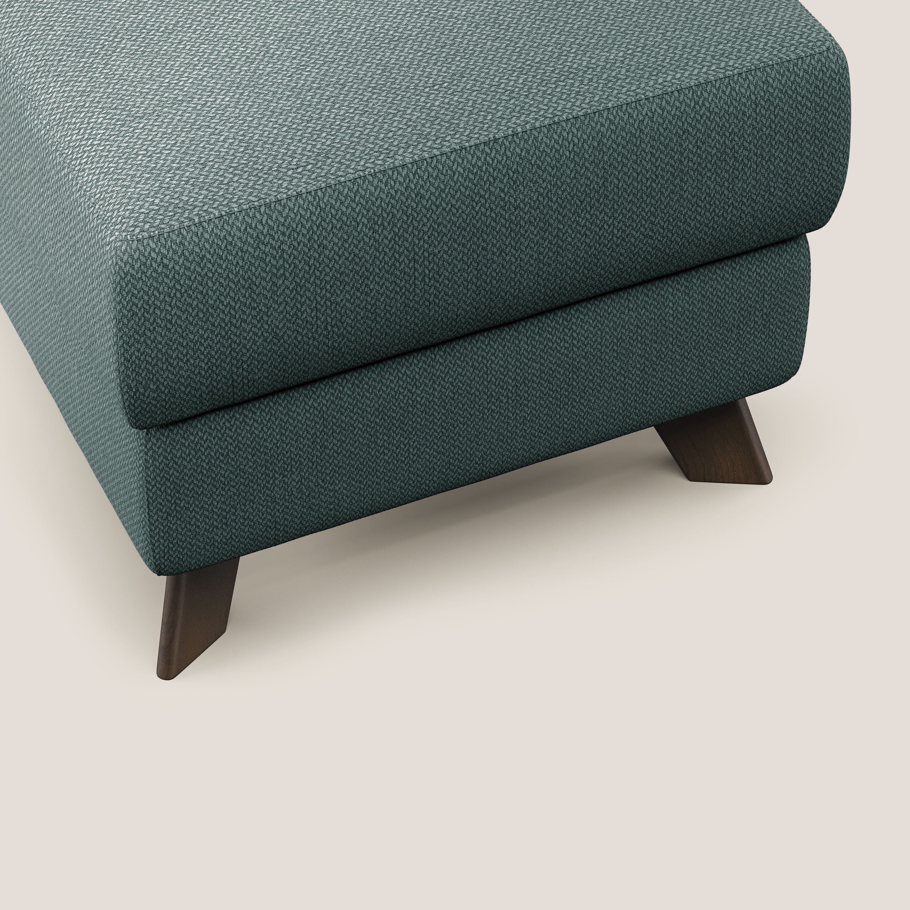 Moon Pouf contenitore e piedini alti in tessuto smacchiabile con acqua T05 verde - divitt.sbs