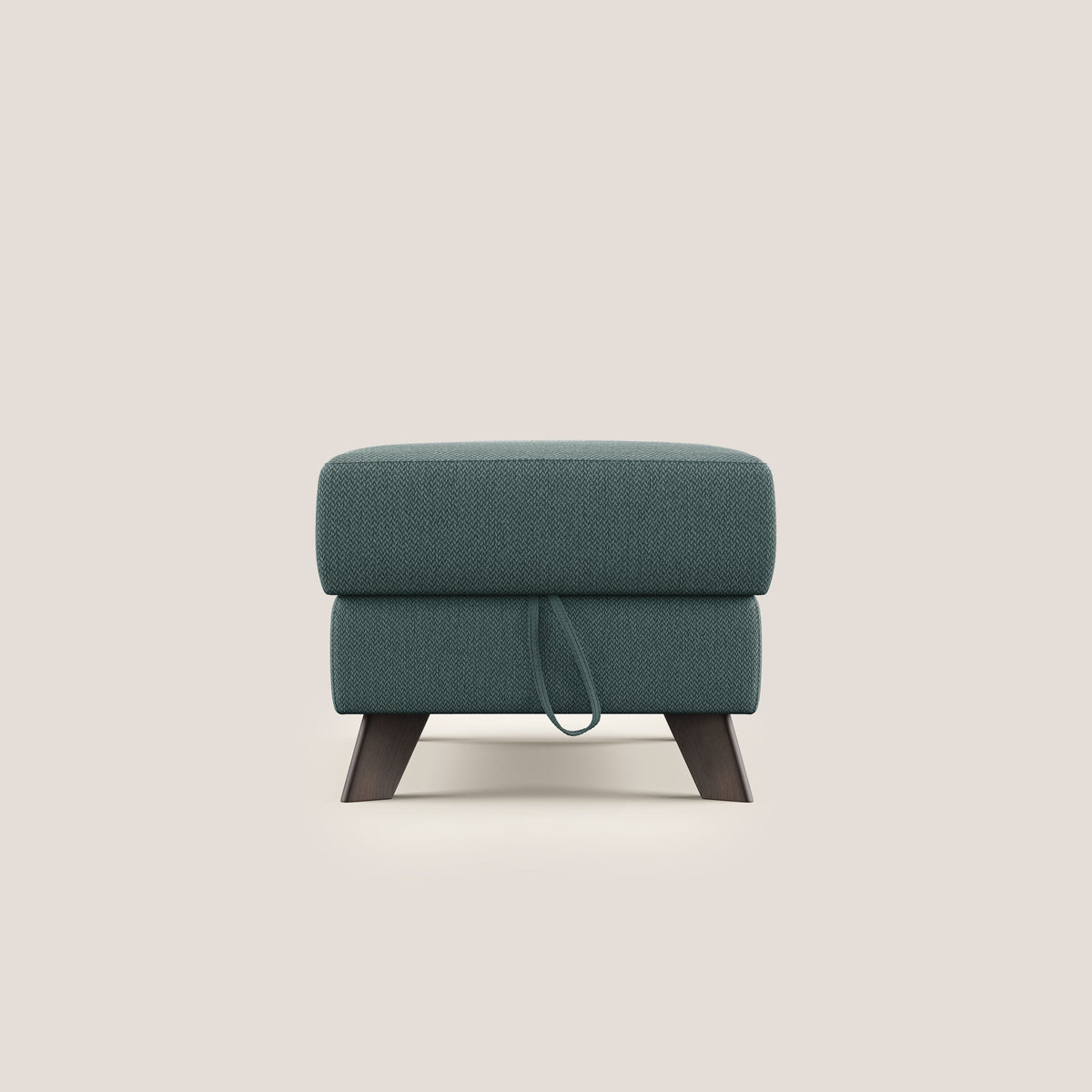 Moon Pouf contenitore e piedini alti in tessuto smacchiabile con acqua T05 verde - divitt.sbs