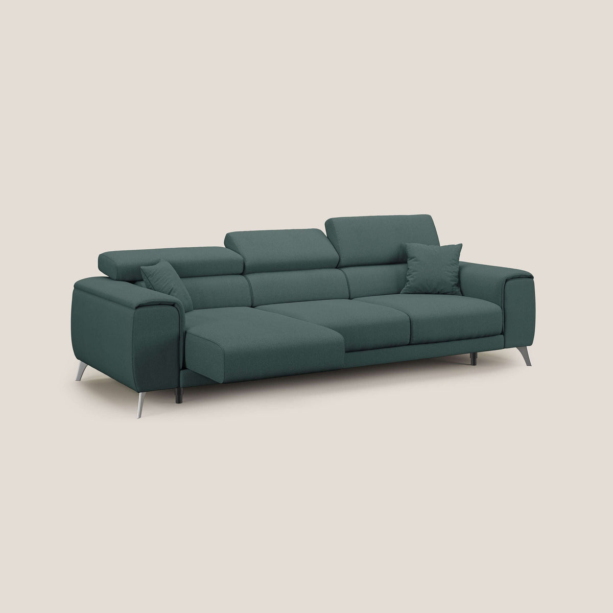 Fusion divano con 3 sedute allungabili in tessuto smacchiabile T05 verde - divitt.sbs