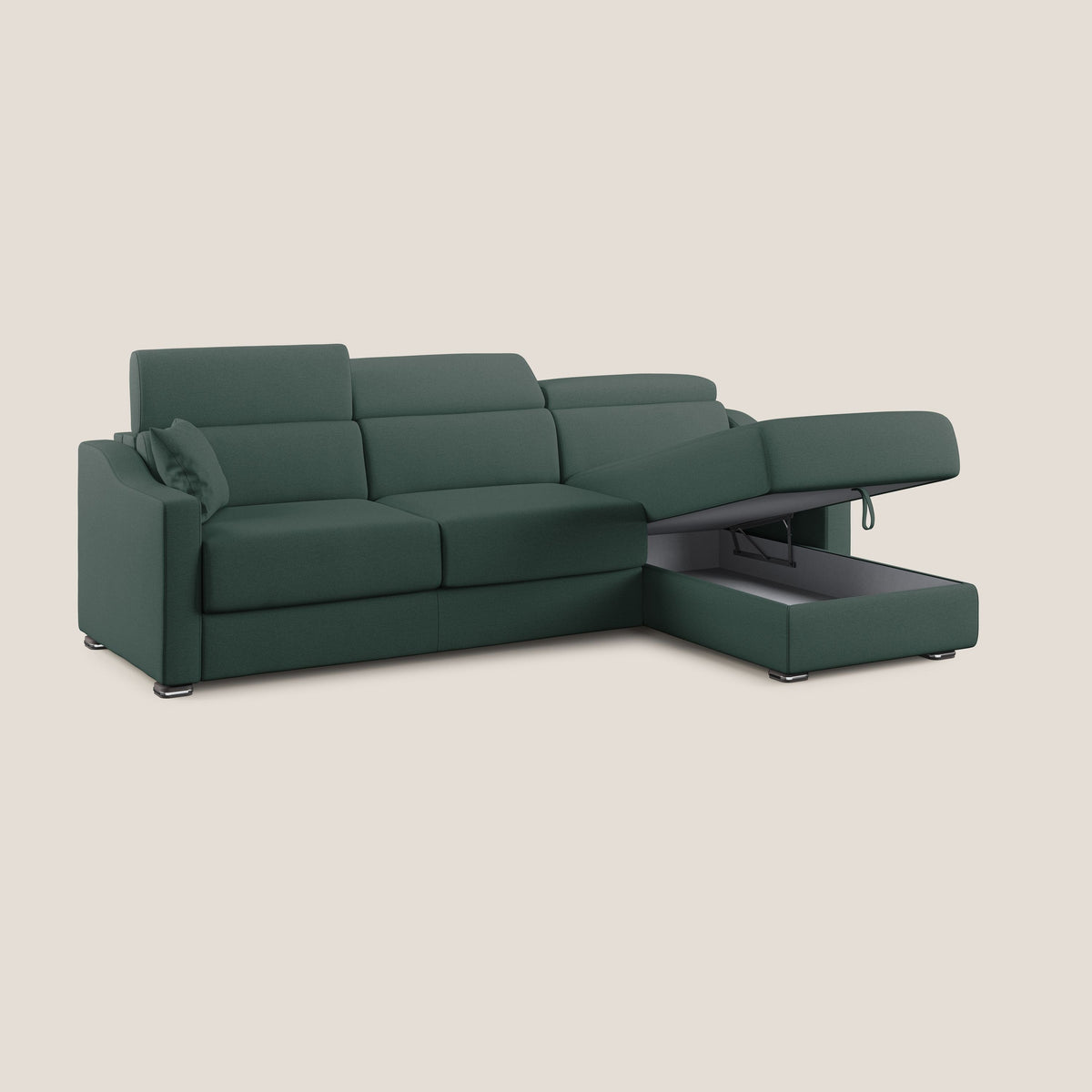 Amber divano letto angolare in tessuto smacchiabile T05 verde - divitt.sbs