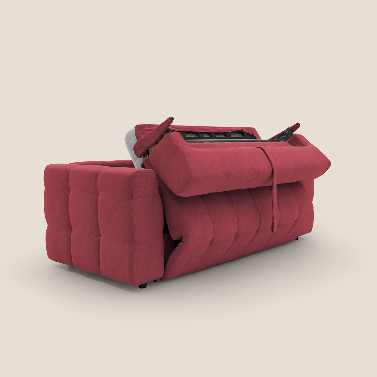 Tender Divano letto matrimoniale dal design innovativo in tessuto bouclet impermeabile T07 rosso - divitt.sbs