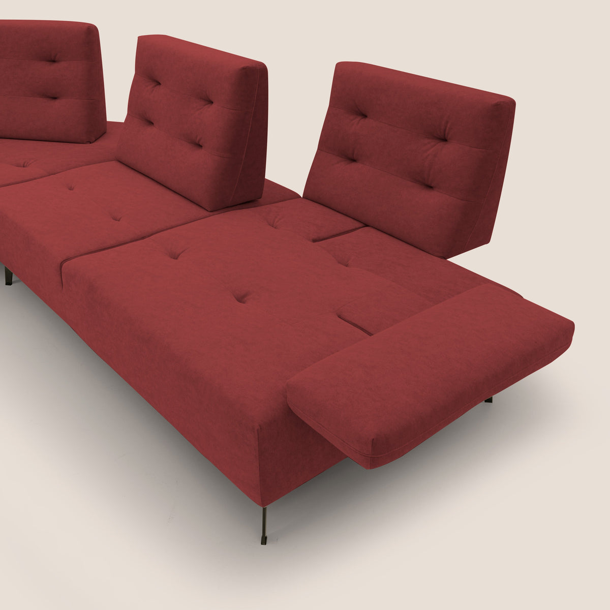 Lugano Divano angolare con schienali traslanti in microfibra effetto velluto T09 rosso - divitt.sbs