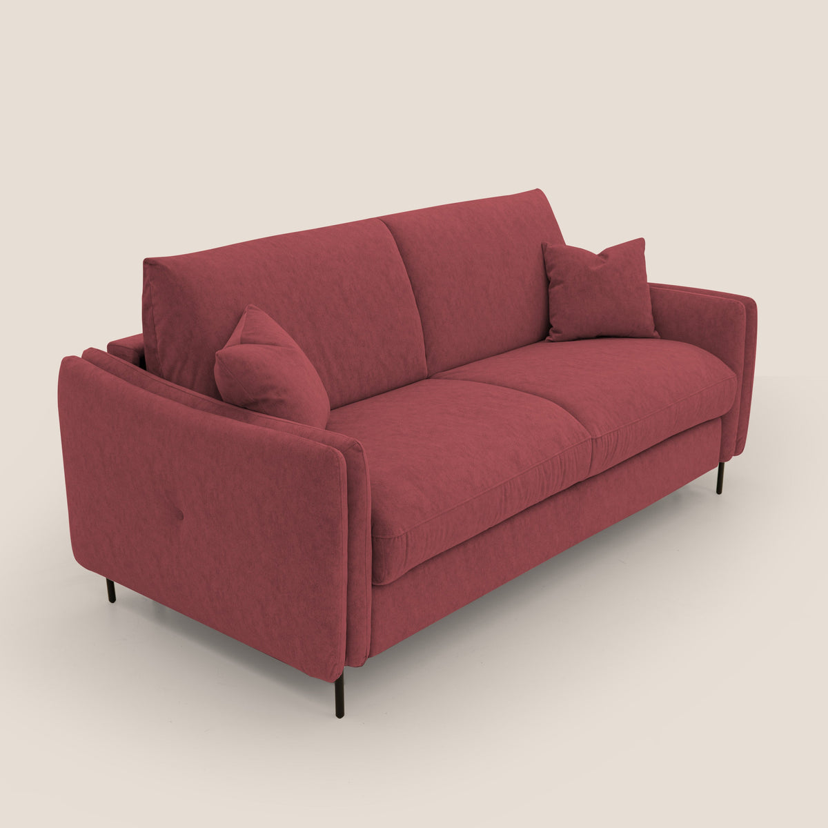 Gregory Divano letto con materasso h18 cm in microfibra effetto velluto impermeabile T09 rosso - divitt.sbs
