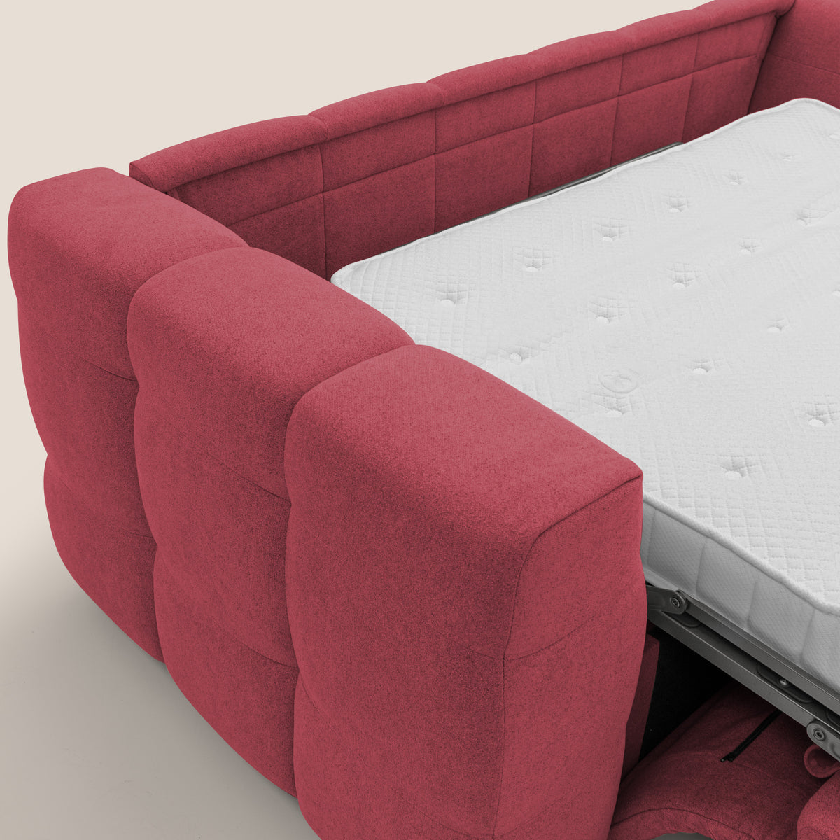 Tender Divano letto matrimoniale dal design innovativo in tessuto bouclet impermeabile T07 rosso - divitt.sbs