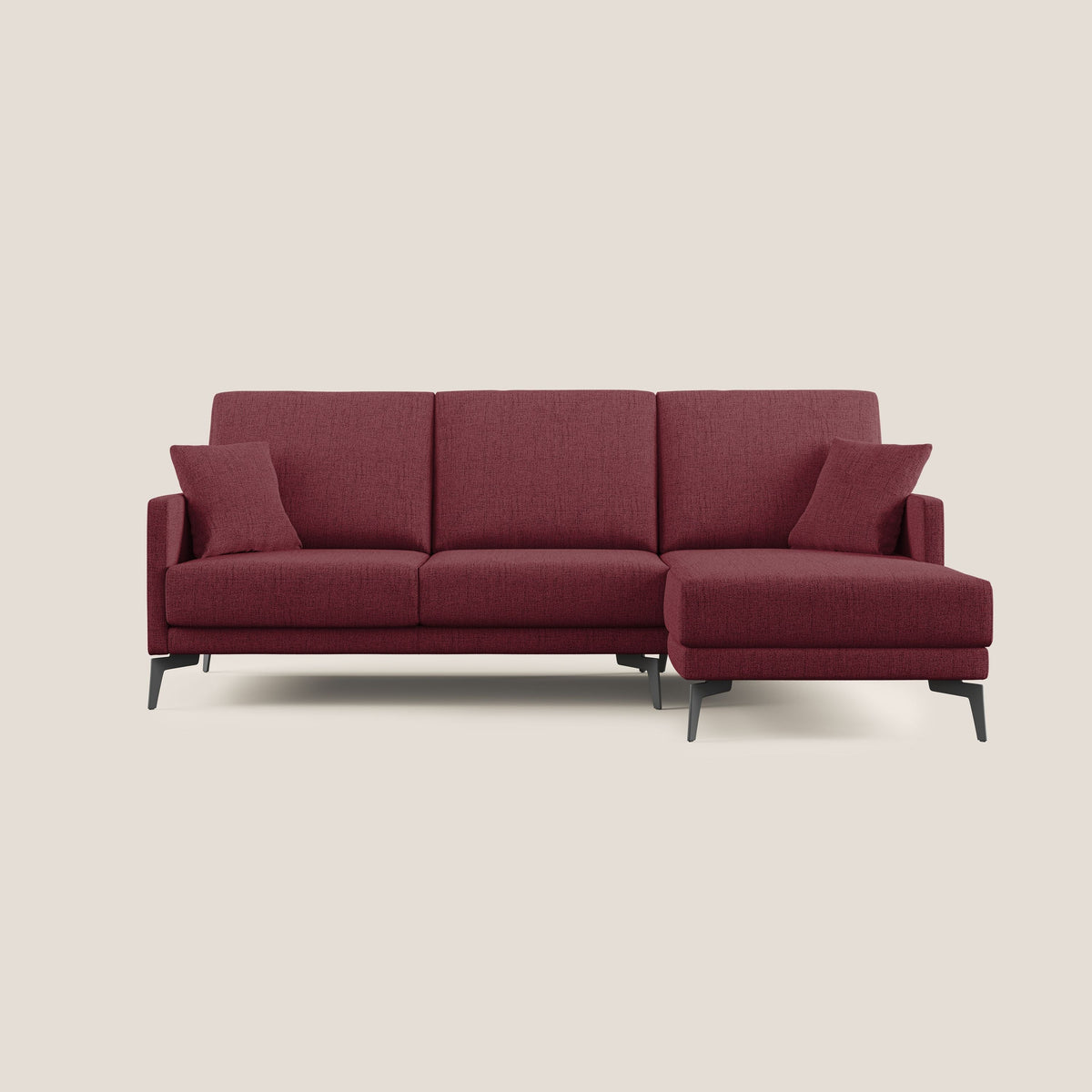Saturno divano angolare moderno in tessuto morbido impermeabile T03 rosso - divitt.sbs