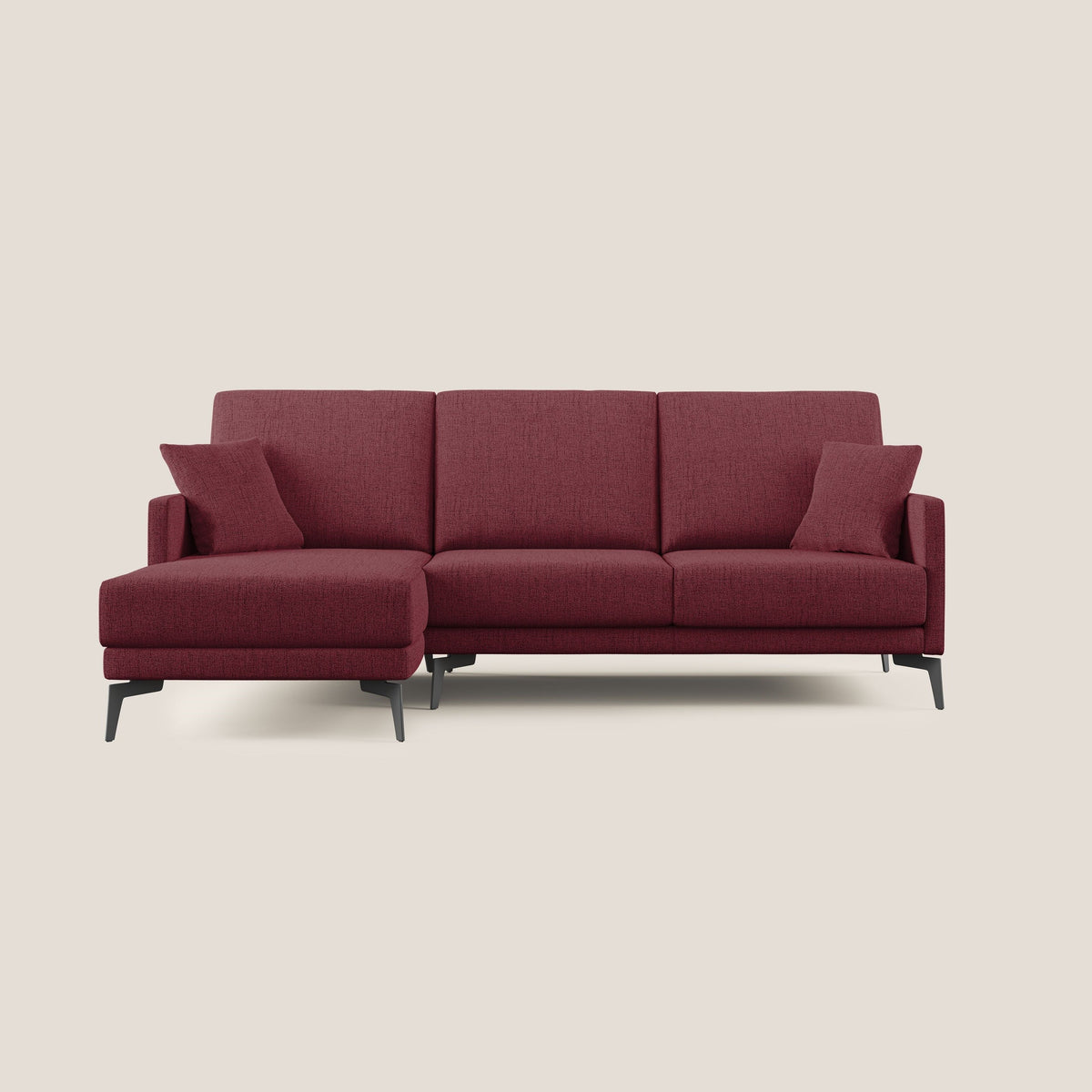 Saturno divano angolare moderno in tessuto morbido impermeabile T03 rosso - divitt.sbs