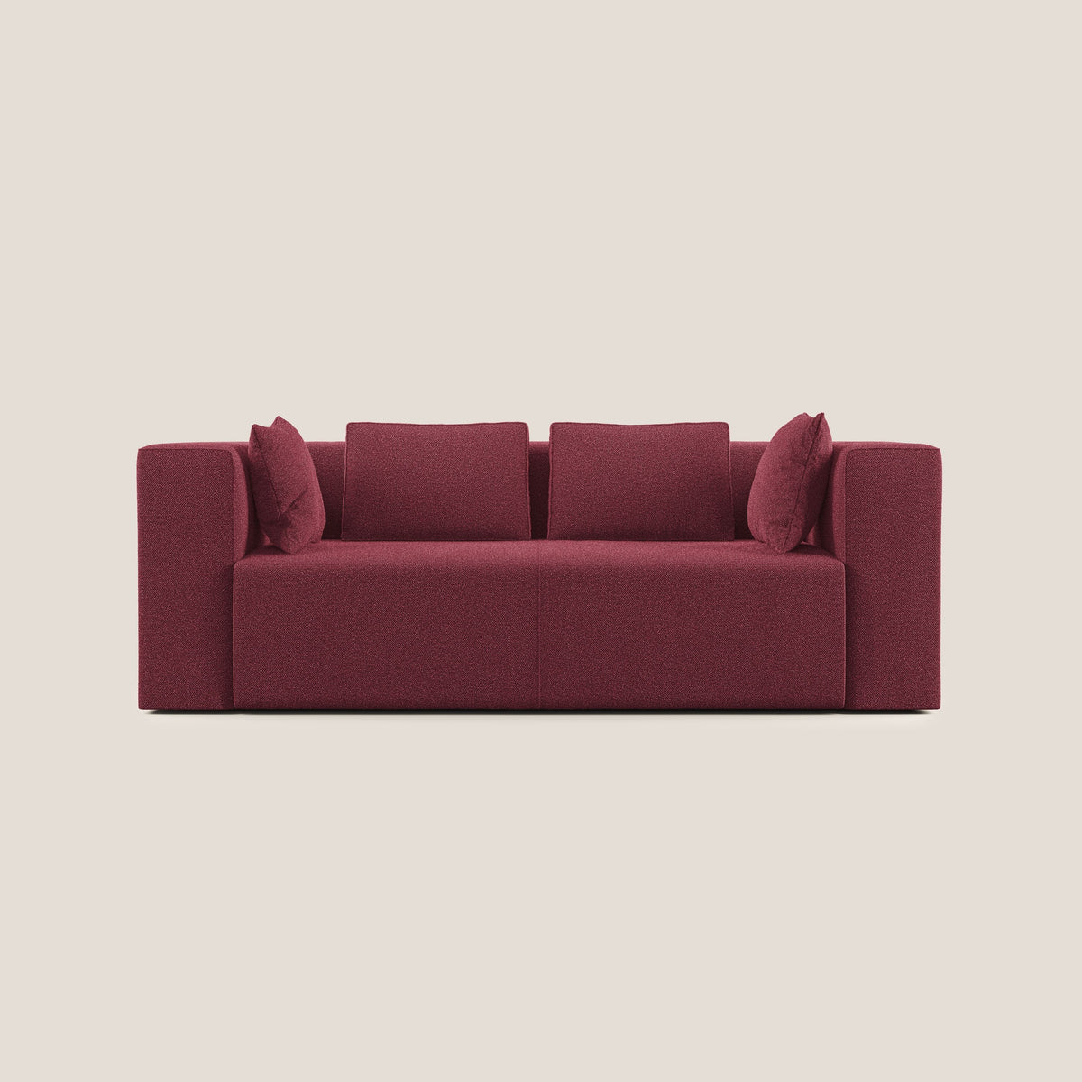 Nettuno divano moderno componibile in morbido tessuto bouclè T07 rosso - divitt.sbs