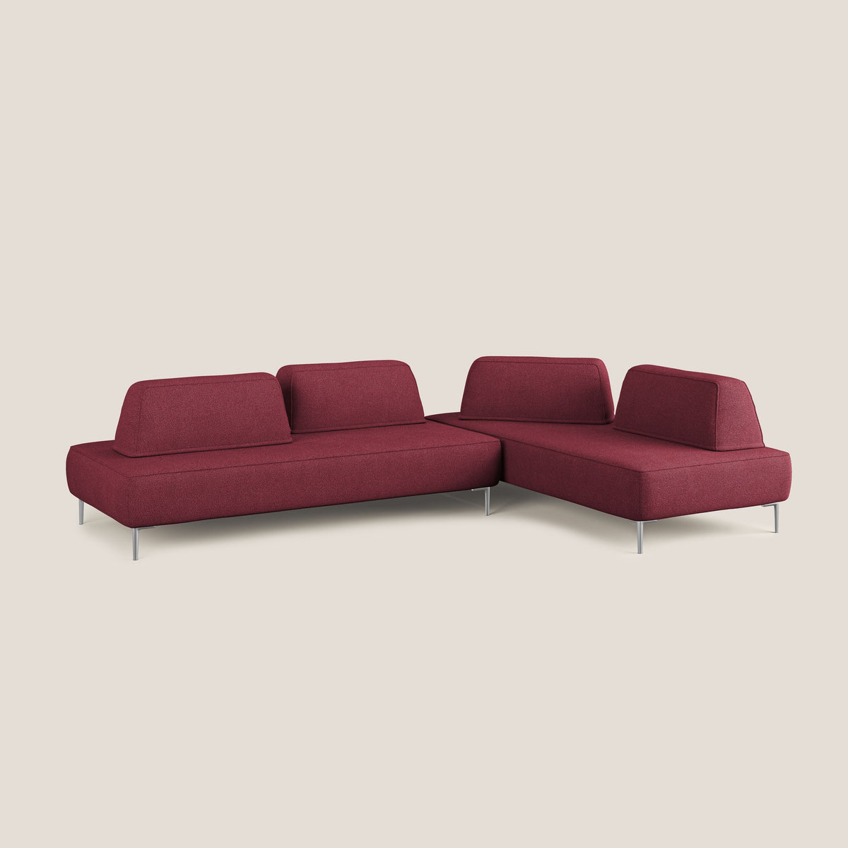 Newton divano angolare modulare con schienali movibili T07 rosso - divitt.sbs