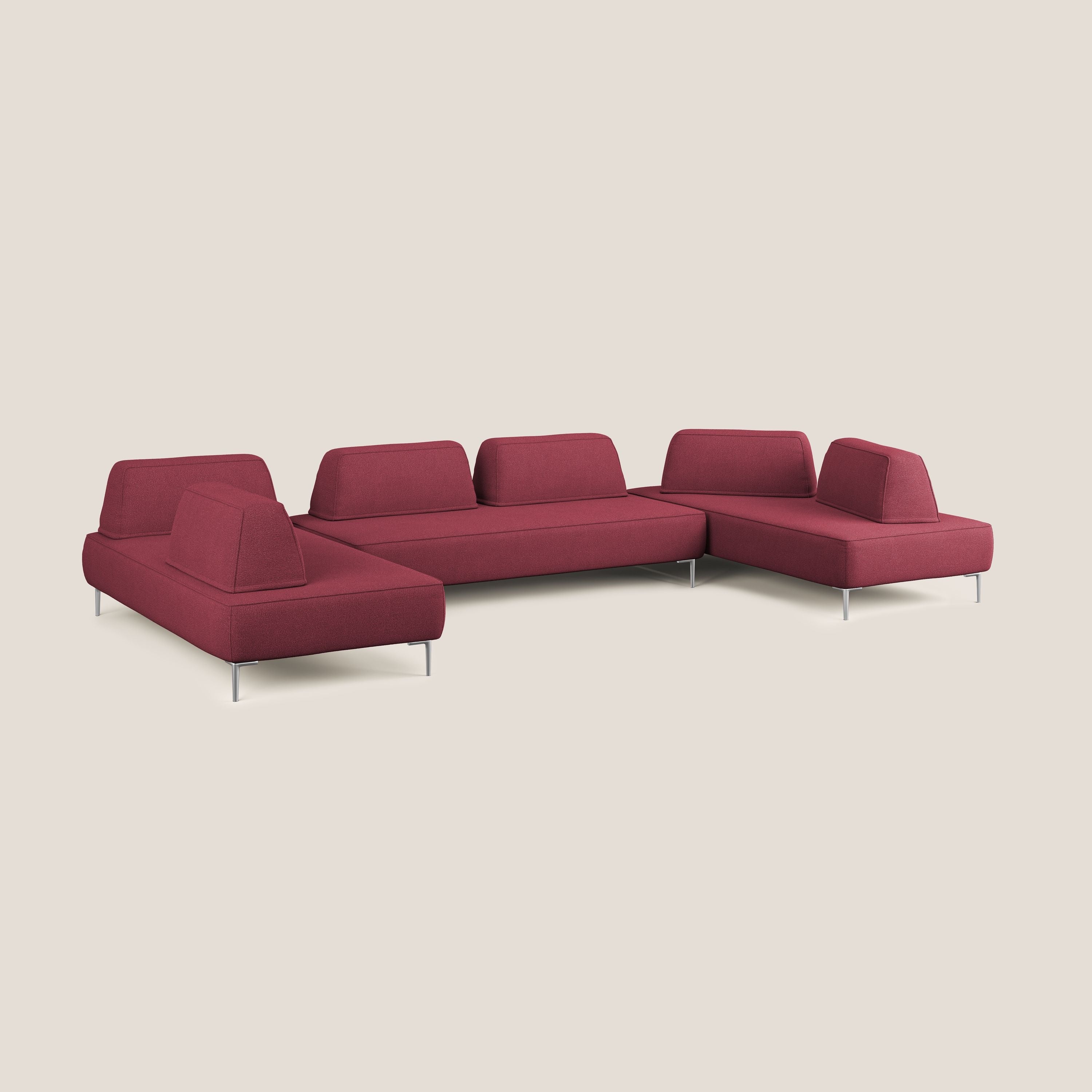 Newton divano panoramico modulare con schienali movibili T07 rosso - divitt.sbs