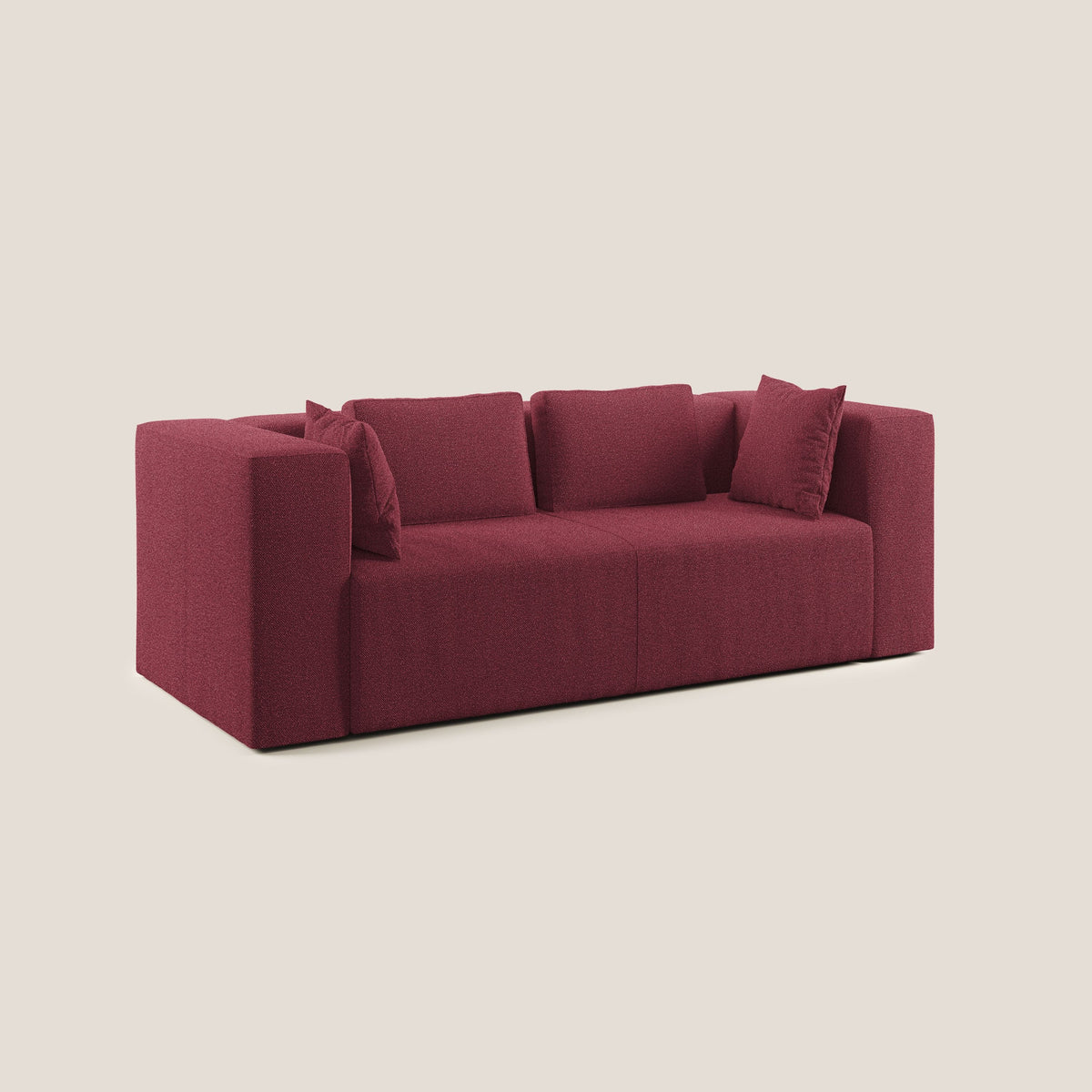 Nettuno divano moderno componibile in morbido tessuto bouclè T07 rosso - divitt.sbs